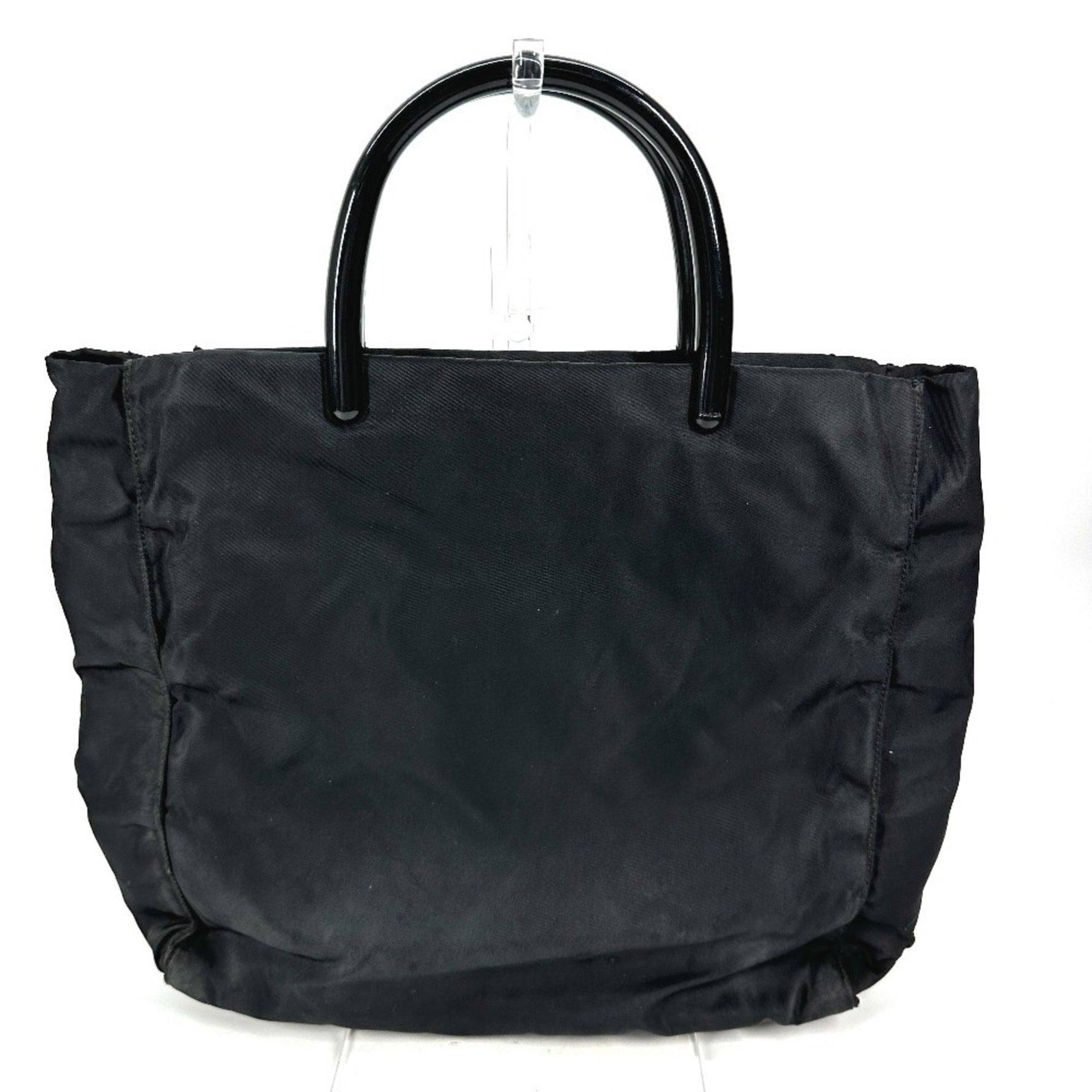 PRADA Triangle Logo Plate Plastic Handle Bag Tote Handbag Nylon Men's