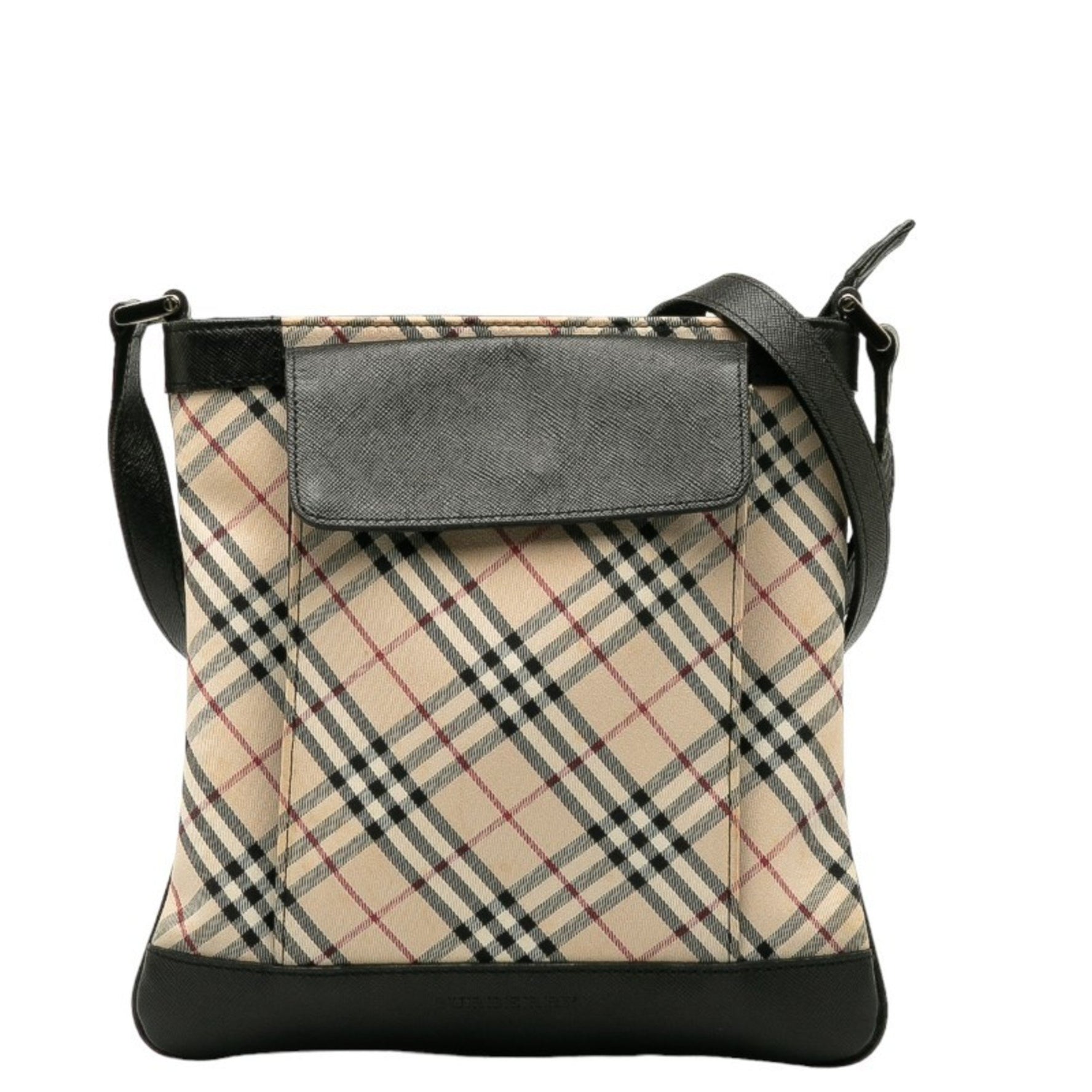 Burberry Nova Check Crossbody Shoulder Bag in Beige Multicolor Canvas and Leather