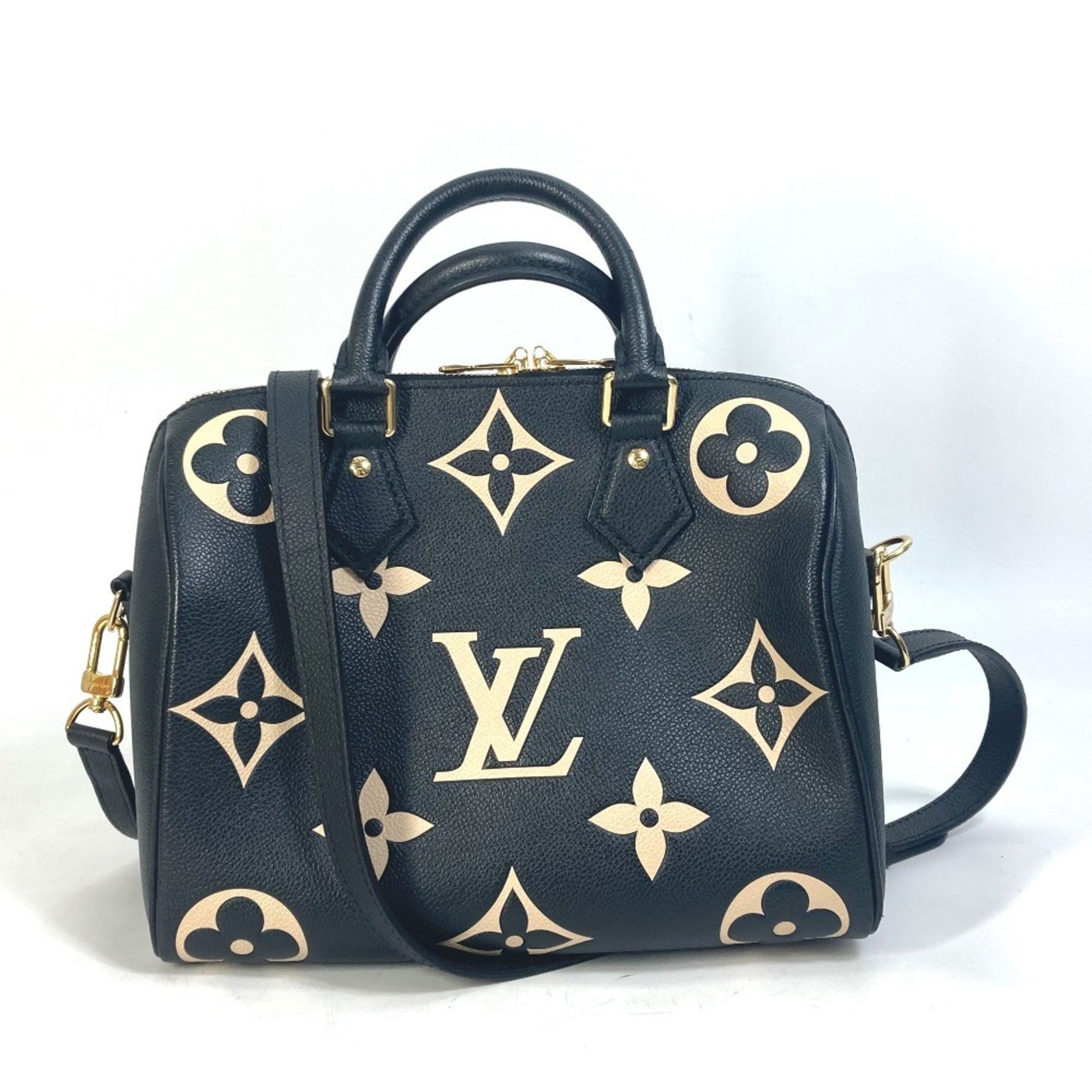 LOUIS VUITTON Monogram Empreinte Speedy Bandouliere 25 Handbag/Mini Boston Bag/Boston Bag in Leather