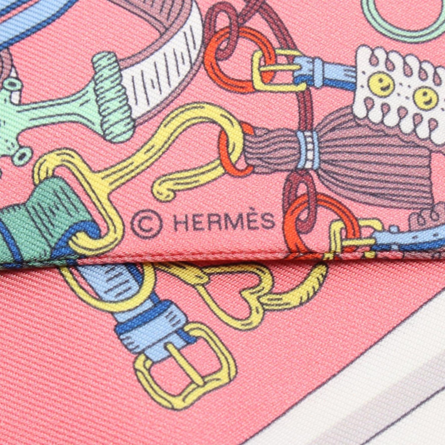 Hermes Hermès Twilly Bouquets Sellier Silk Scarf in Multicolored Pink