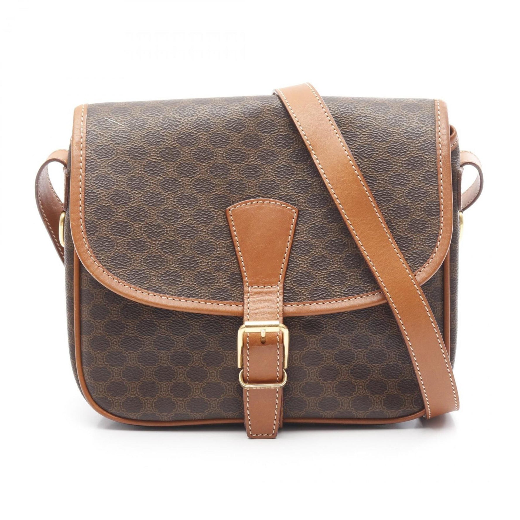 Celine Macadam Shoulder Bag, Coated Canvas and Leather