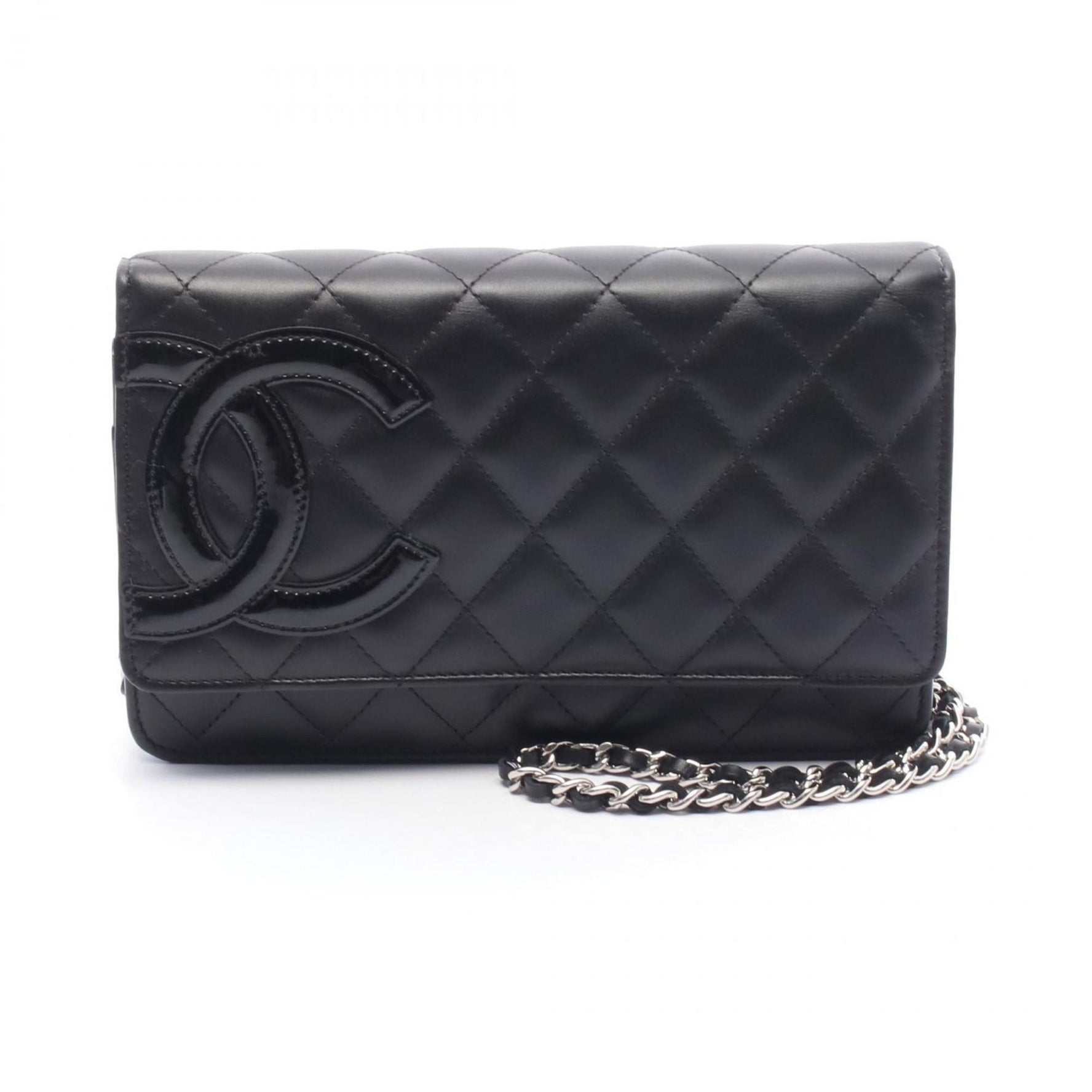 CHANEL Cambon Line Shoulder Bag, Leather Patent Leather