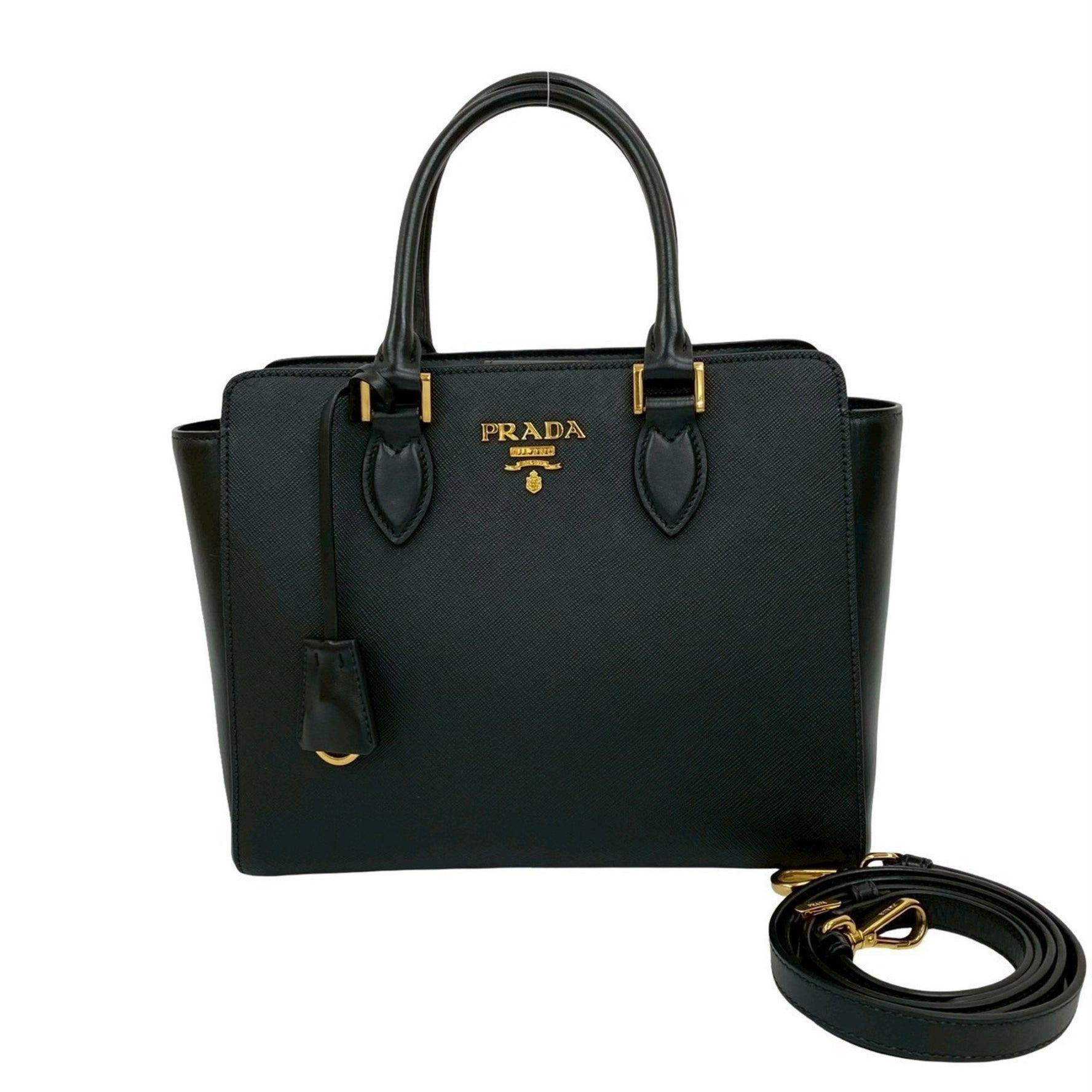 PRADA Galleria logo hardware, Saffiano leather, genuine handbag/shoulder bag
