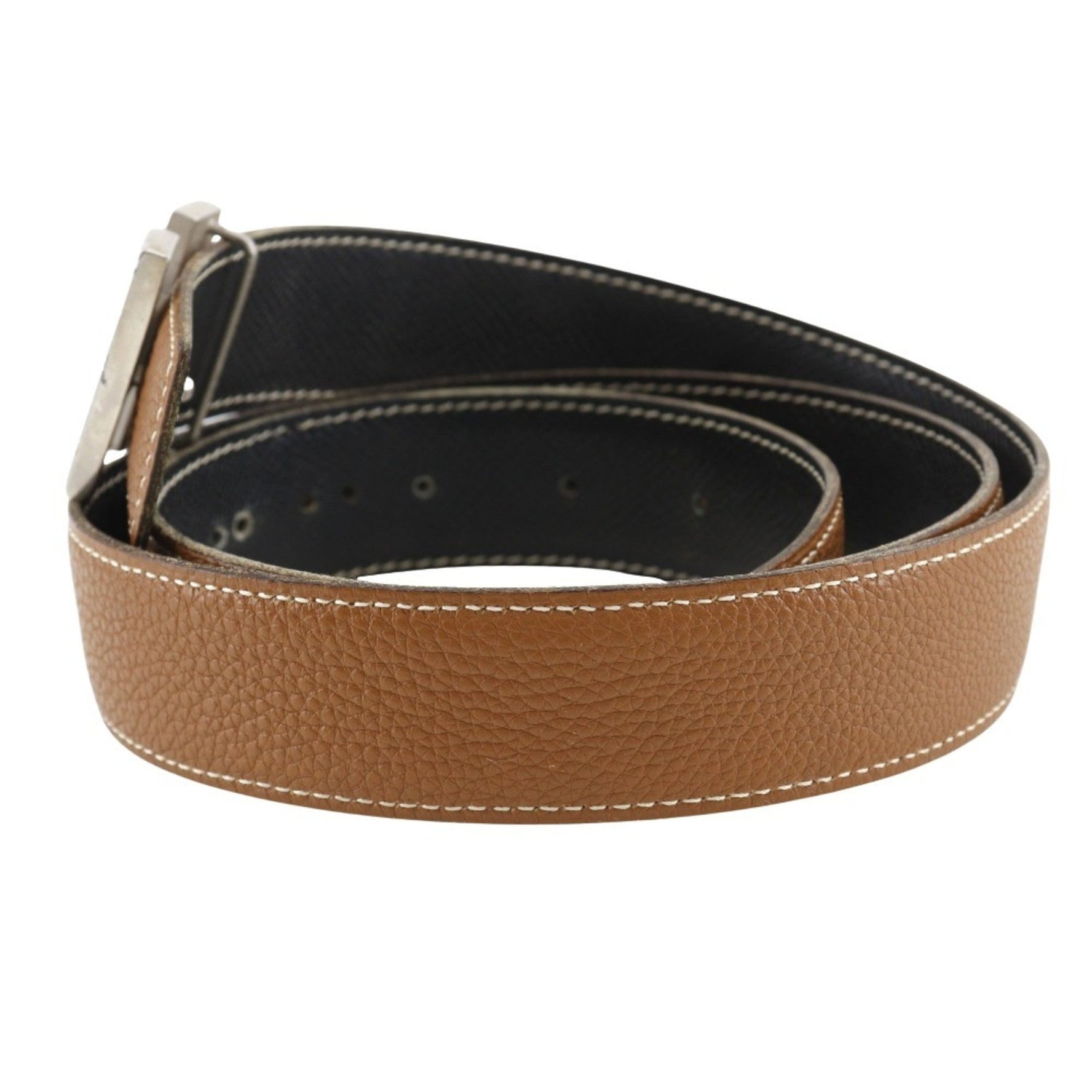 HERMES H Belt 90 Constance Reversible Leather 2001 Brown/Black □E