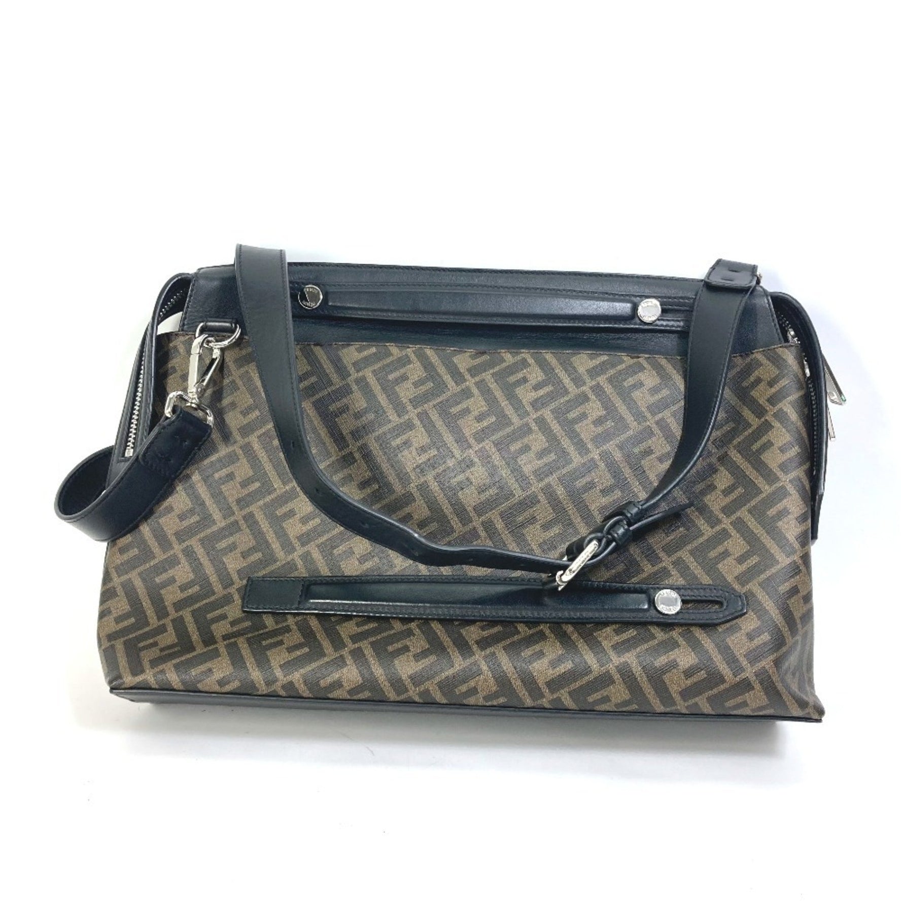 FENDI Zucca Briefcase Business Shoulder/Handbag, PVC, Men's, Brown