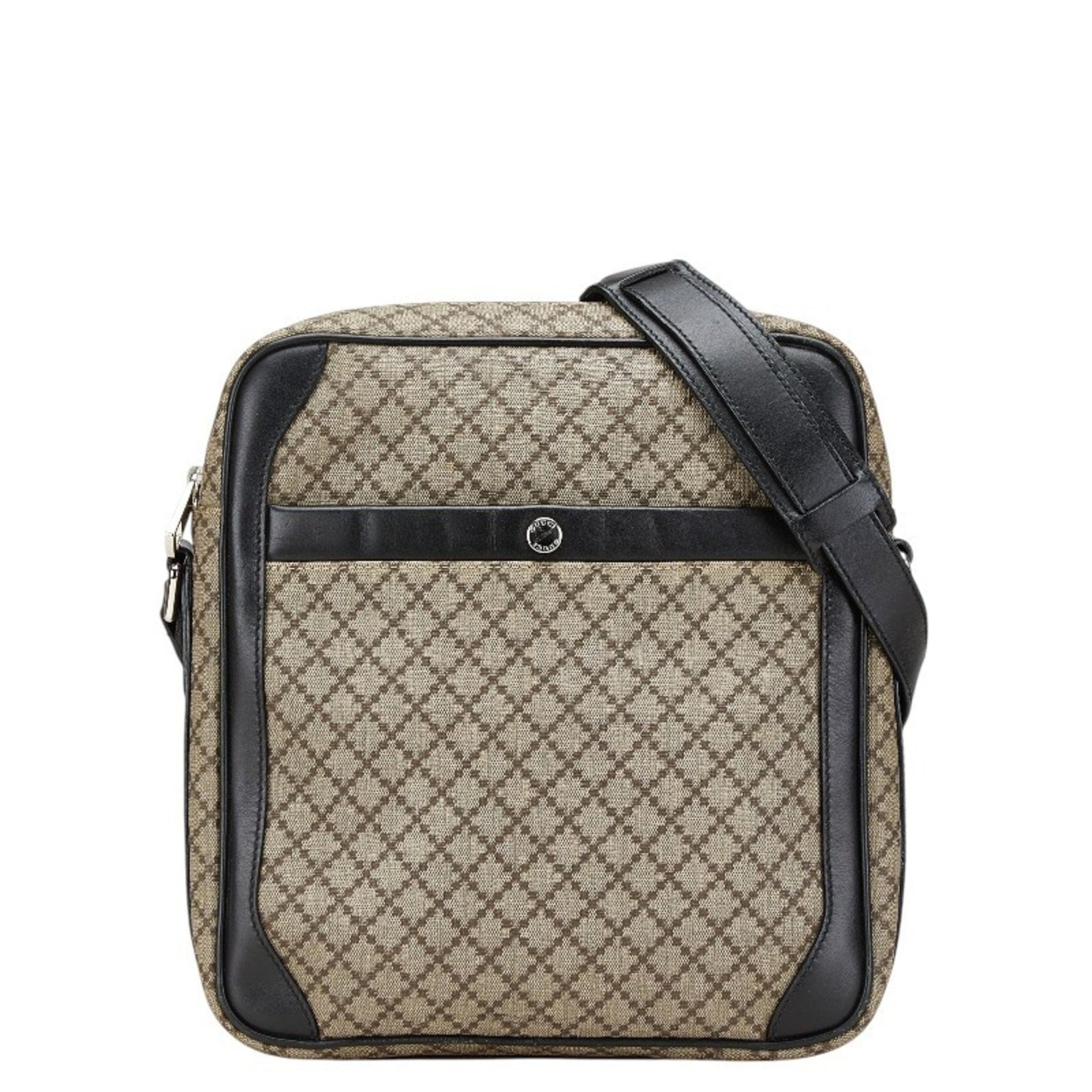 Gucci Diamante Shoulder Bag Beige Black PVC Leather