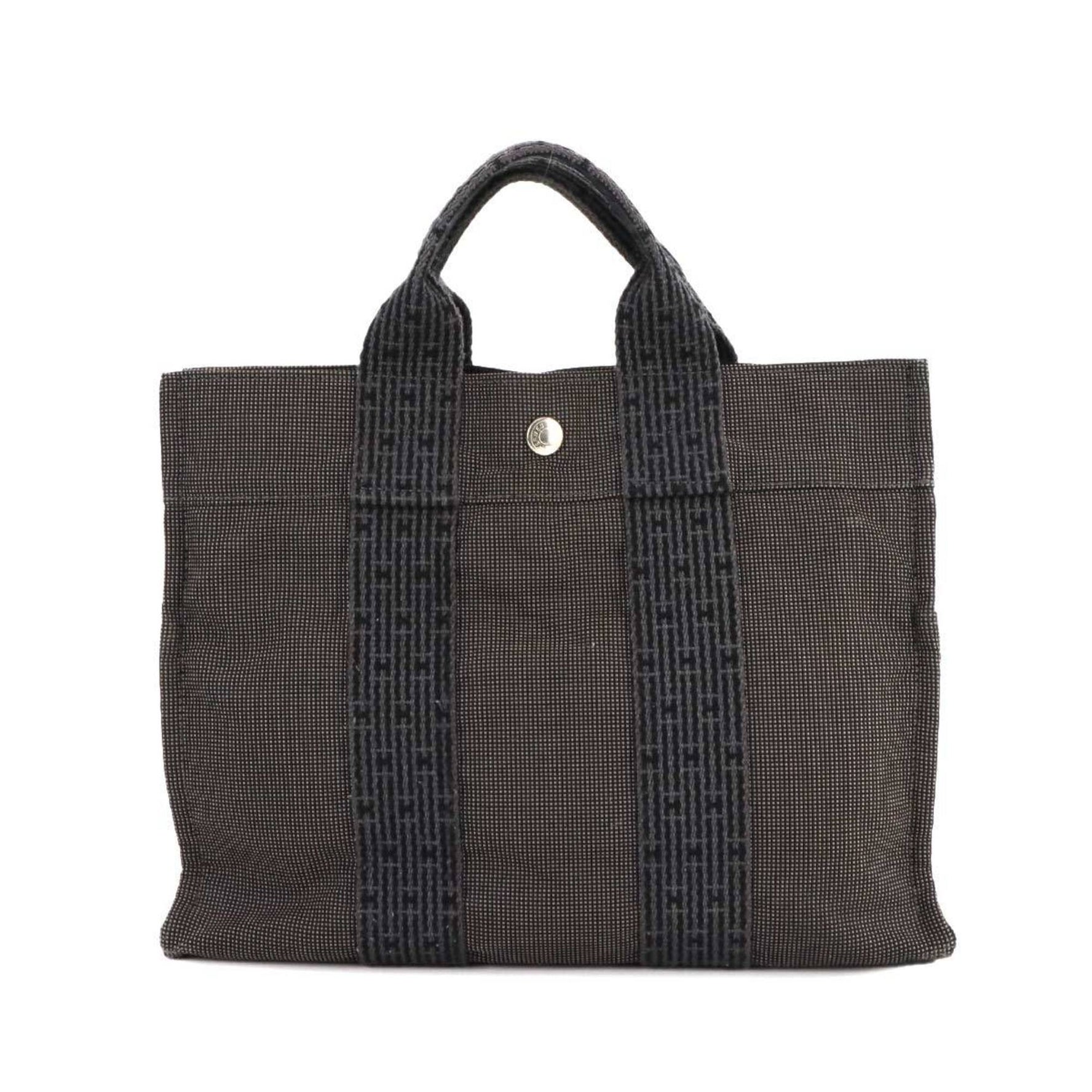 Hermes Hermès Herline Tote Bag PM, Gray Canvas with Silver Hardware