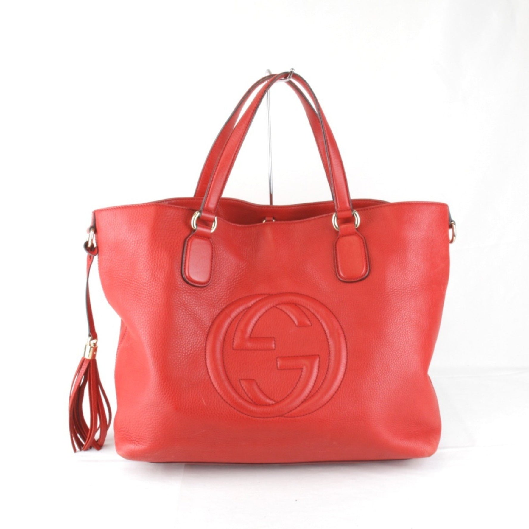 GUCCI Soho Interlocking G Tote Bag Red Leather