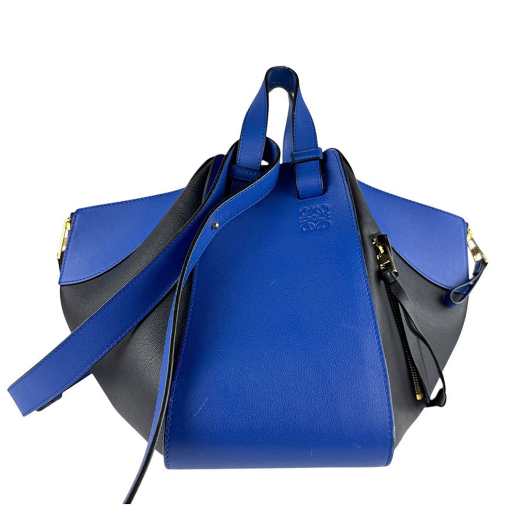 LOEWE Hammock Drawstring Shoulder Bag in Blue and Black
