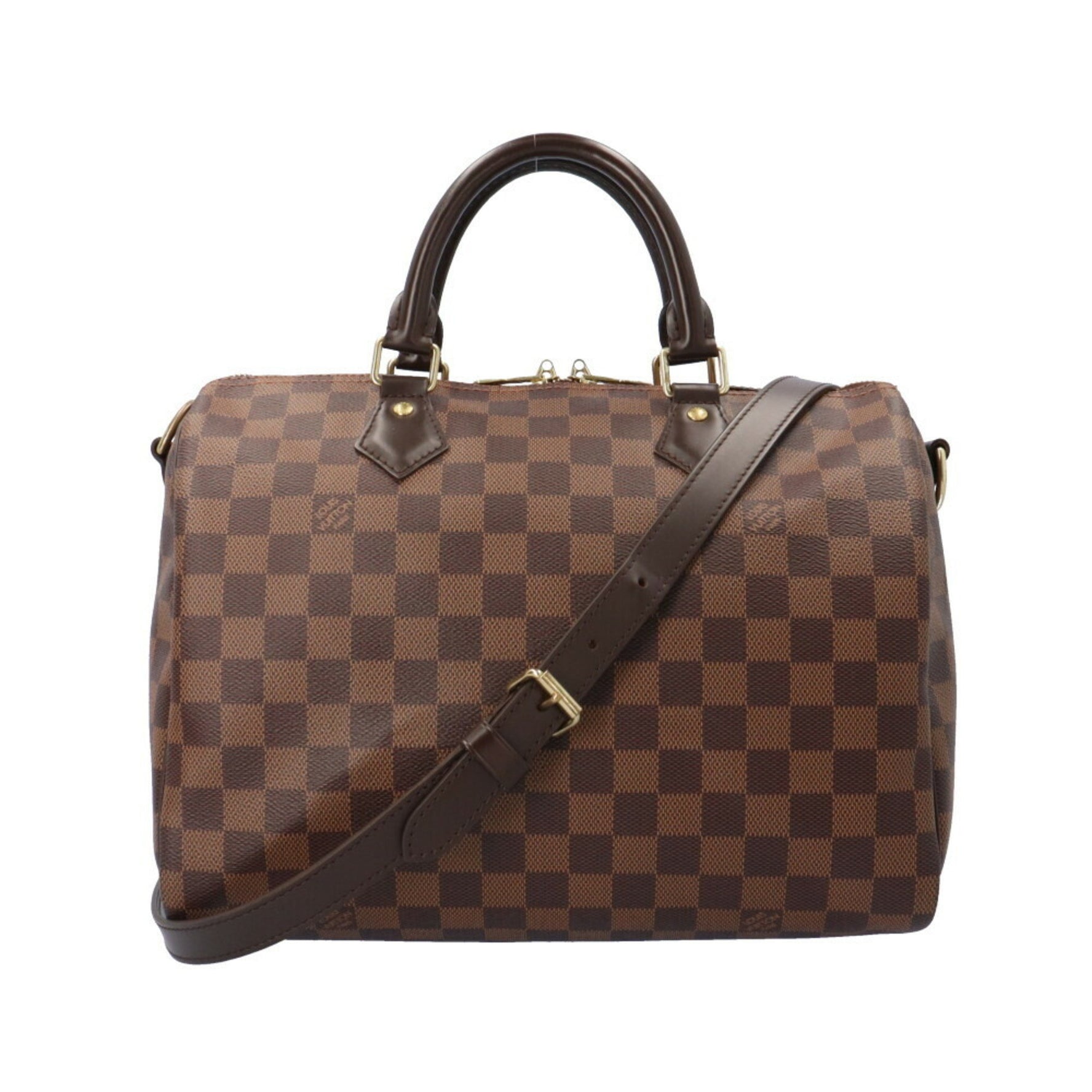 Louis Vuitton Speedy 30 Bandouliere Damier Shoulder Bag Canvas IC Chip Brown