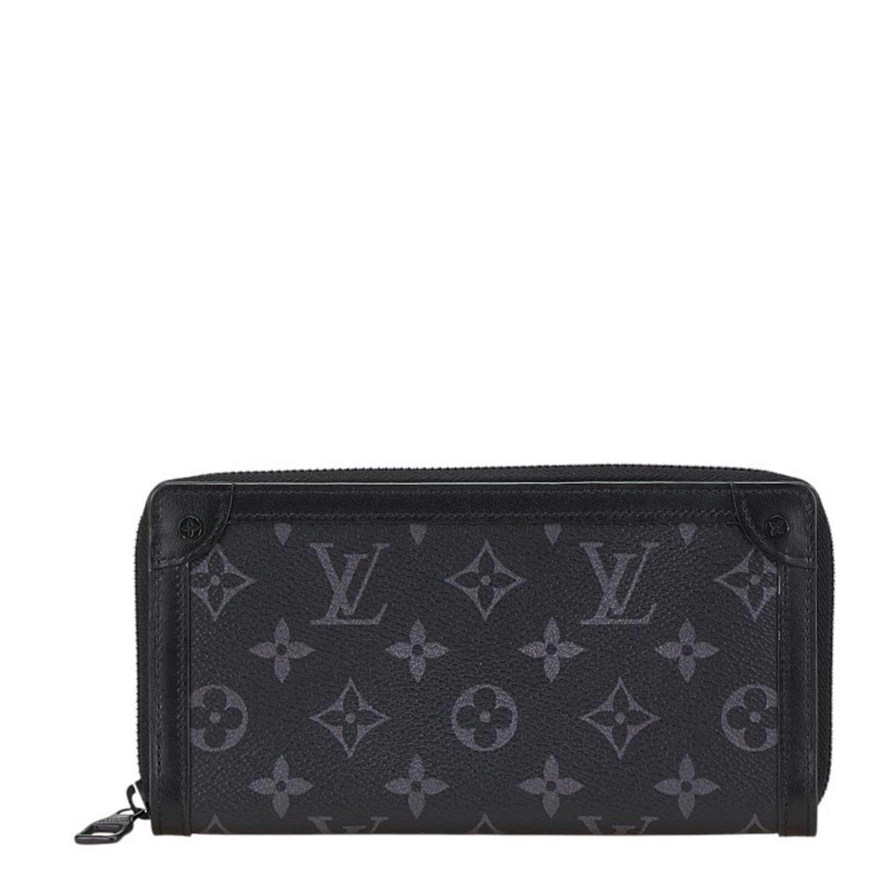 Louis Vuitton Mongram Eclipse Trunk Zippy Wallet Round Long PVC Leather