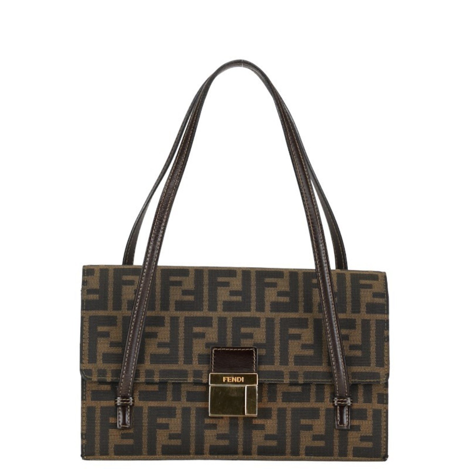 FENDI ZUCCA Handbag Canvas Leather