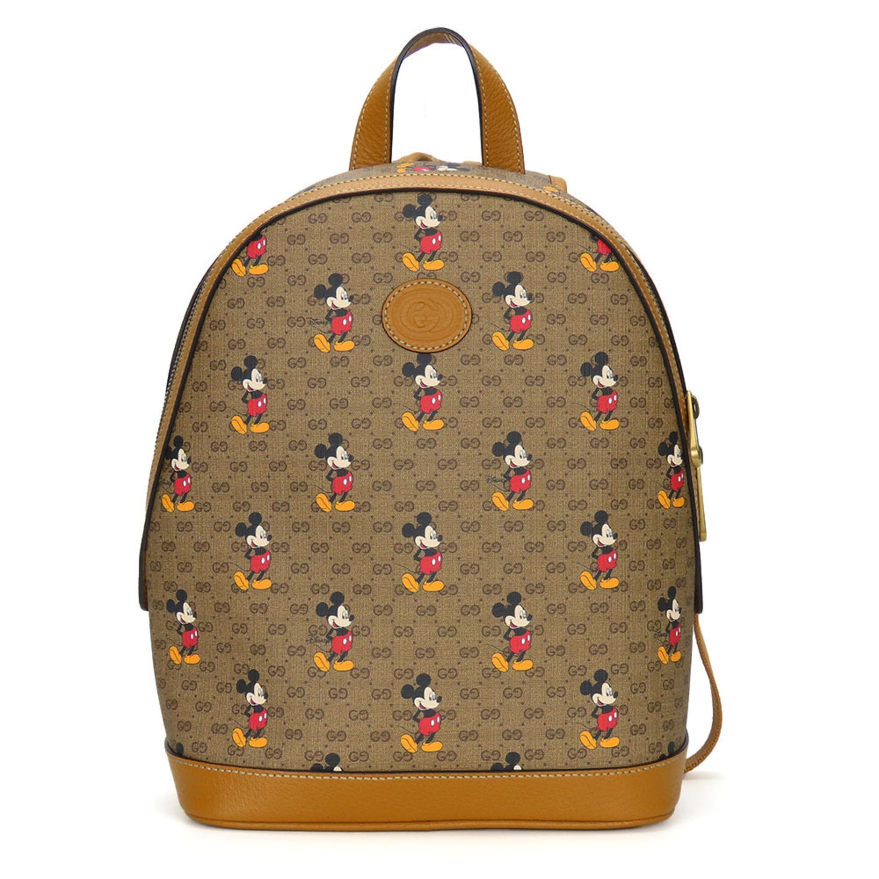 Gucci Backpack/Daypack Small Backpack GG Supreme Canvas Brown Camel Mickey Mouse x Disney