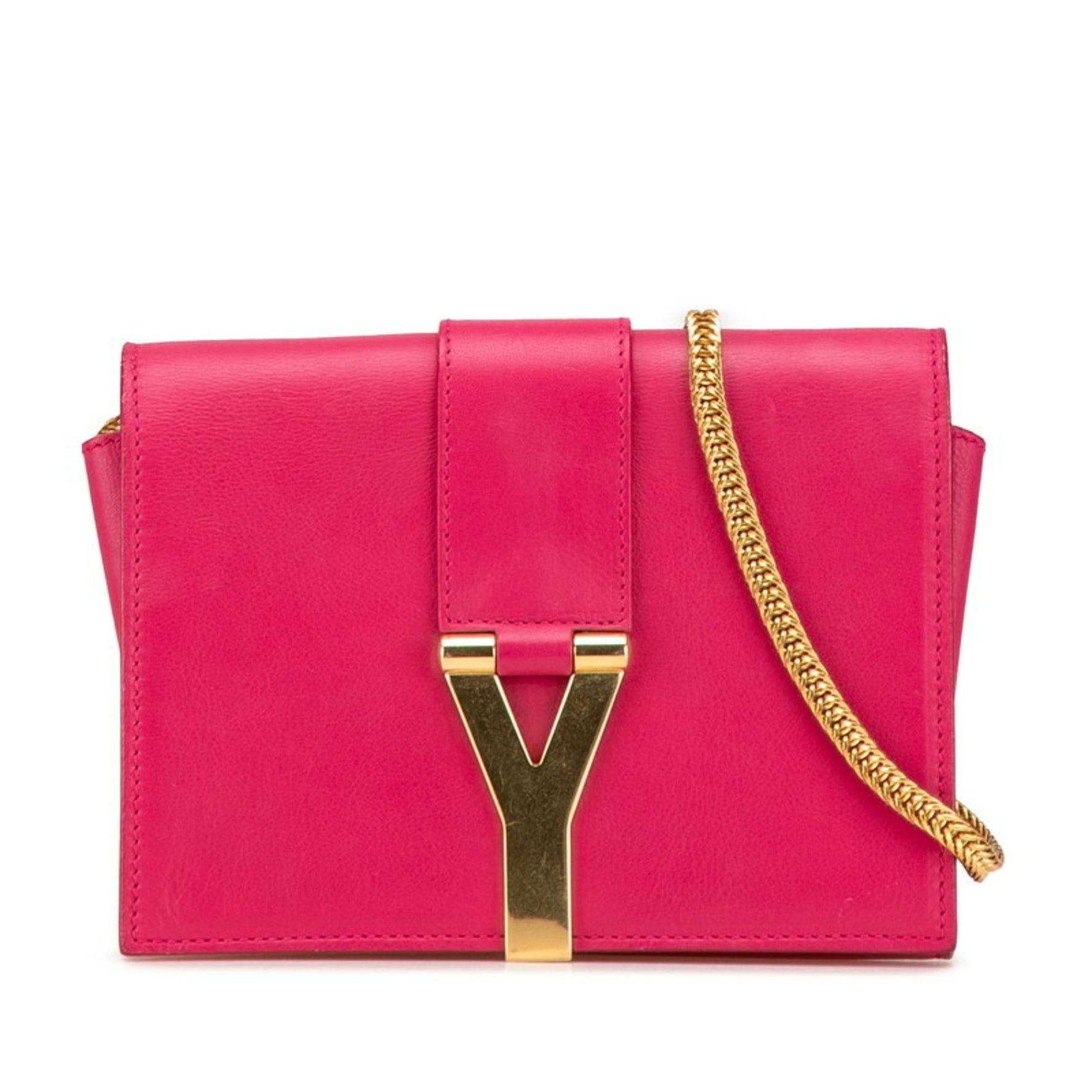 Saint Laurent Chain Shoulder Bag Gold Leather