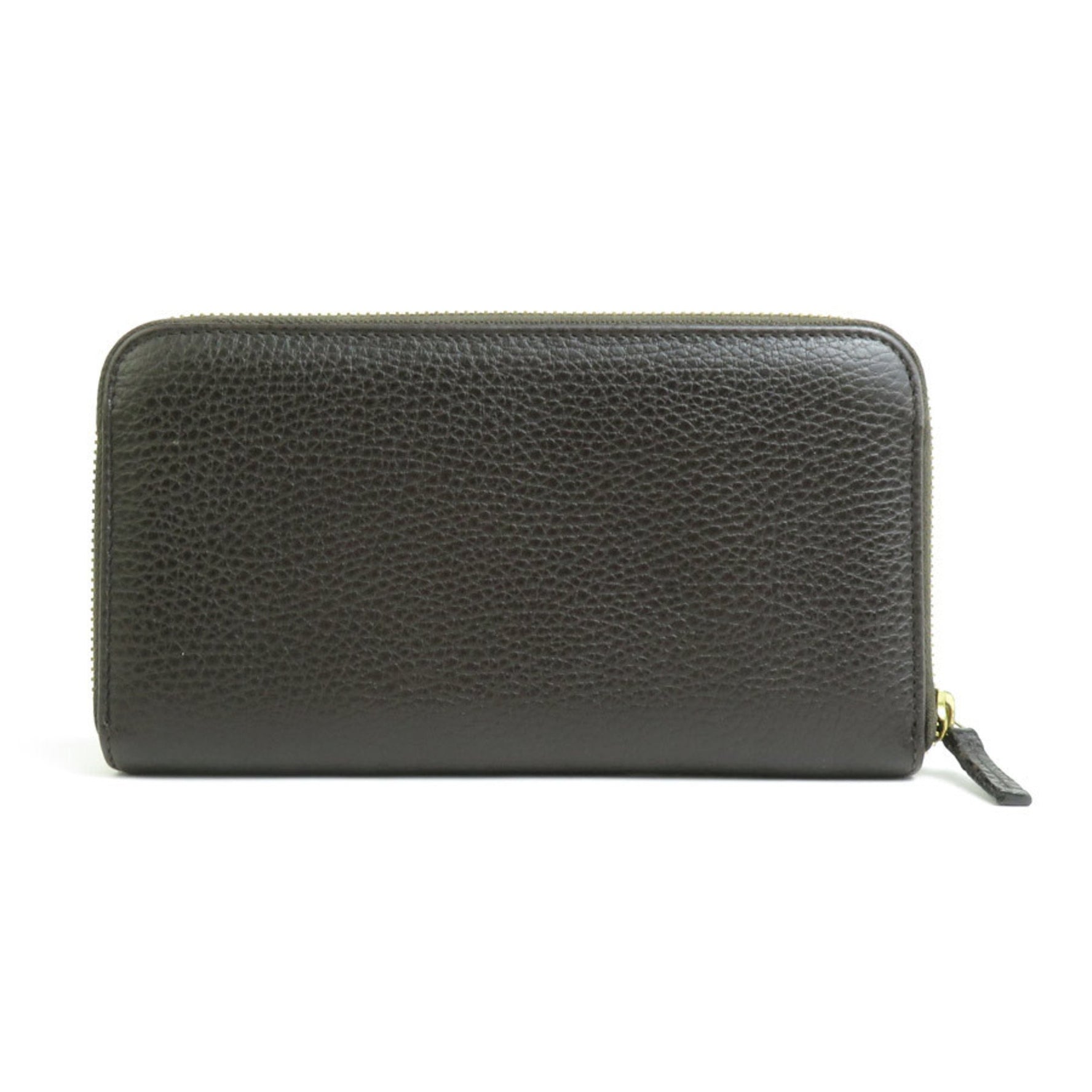 GUCCI Round Long Wallet Leather Dark Brown Gold Men's