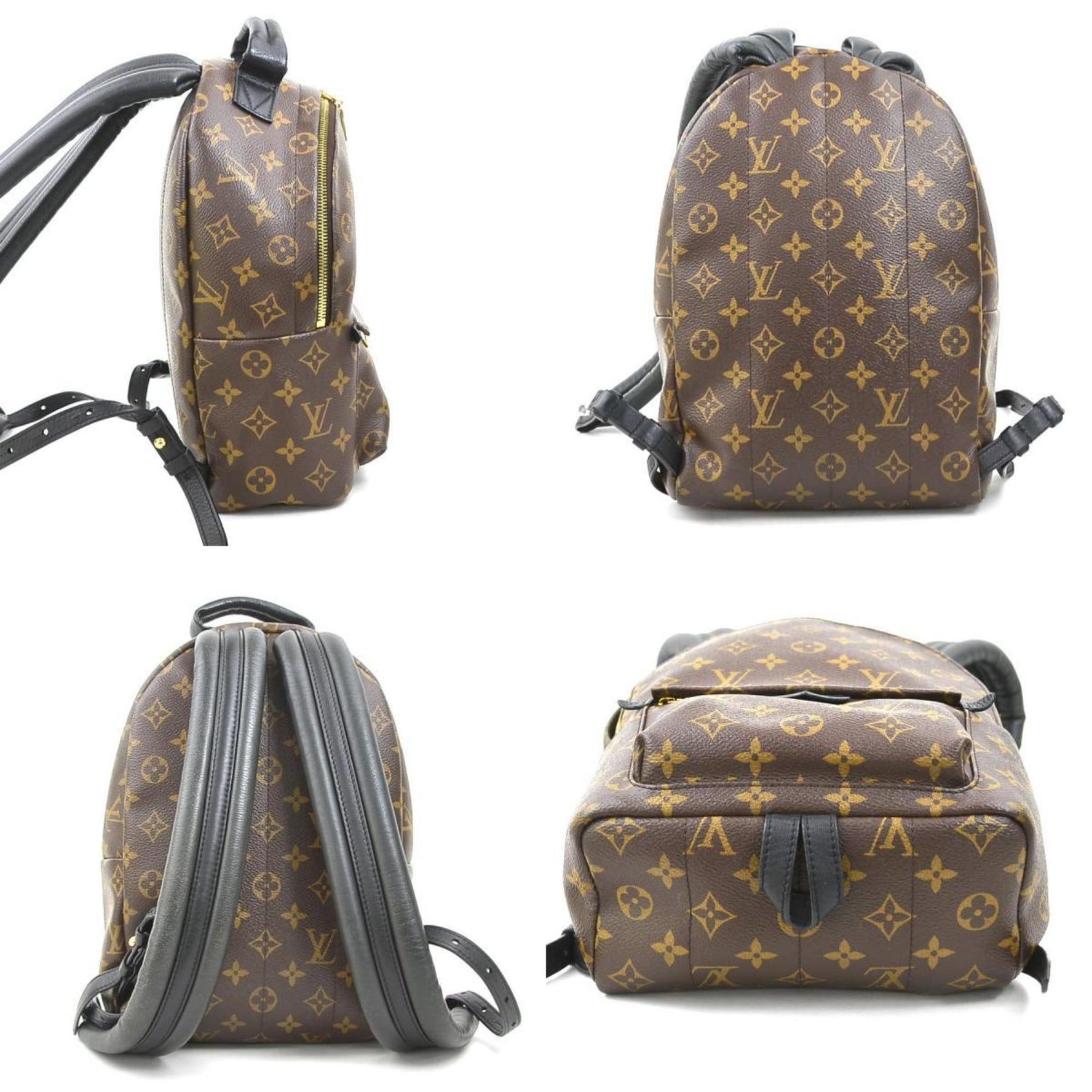 Louis Vuitton Backpack Monogram Palm Springs Canvas Brown Black Gold