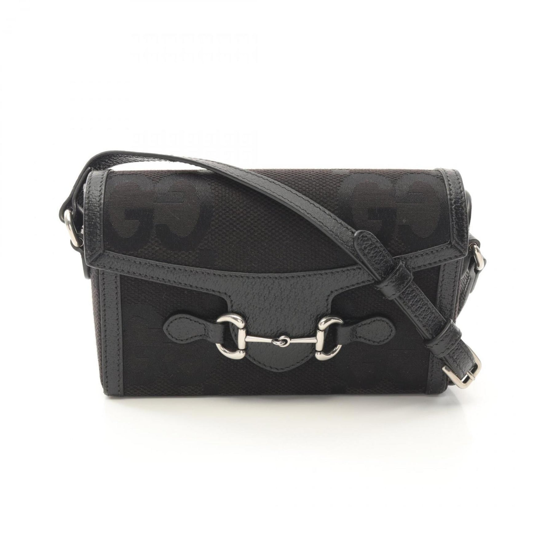 GUCCI Horsebit 1955 Jumbo GG Shoulder Bag Canvas Leather