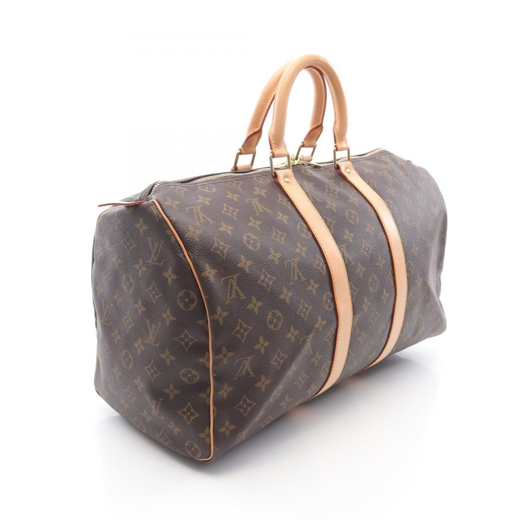 Louis Vuitton Keepall 45 Boston Bag, Coated Canvas and Leather, Monogram, Brown, Men's