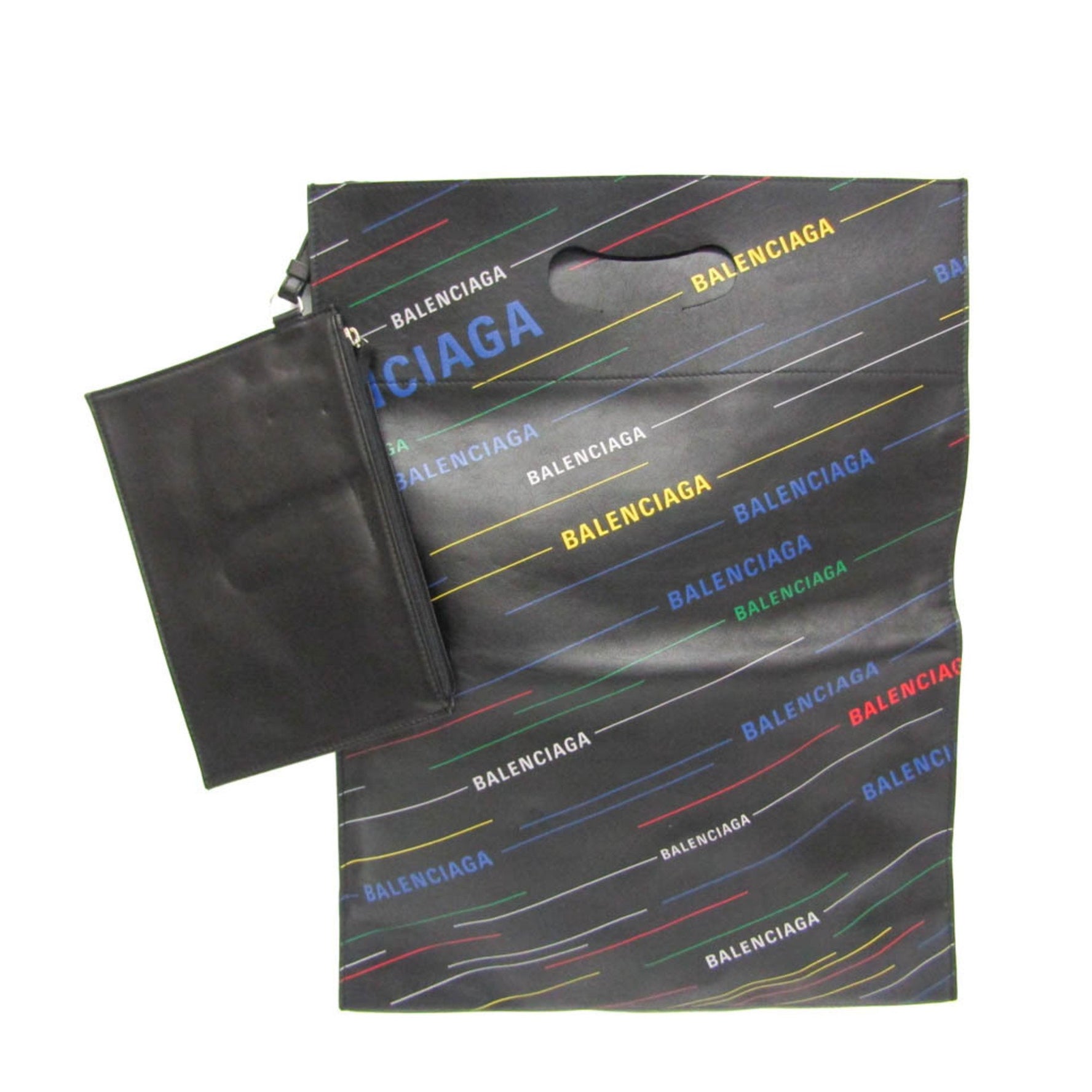 Balenciaga Plastic Bag Shopper S Men,Women Leather Clutch Bag,Handbag Black,Multi-color