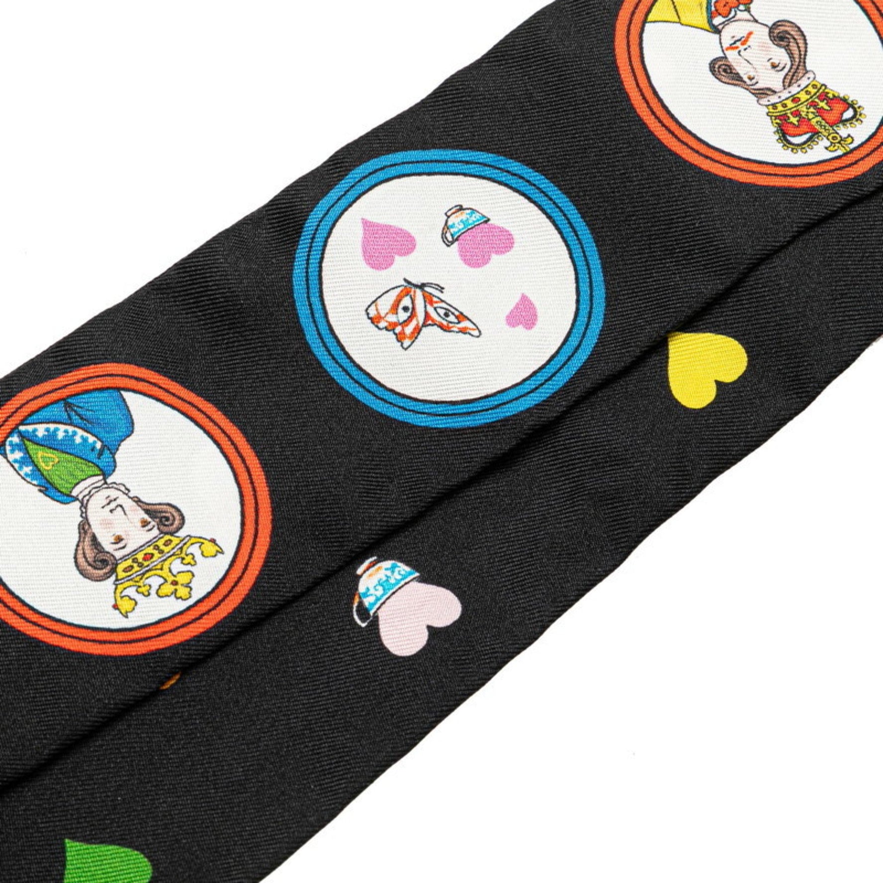 Hermes Twilly Tea Time Scarf Muffler Black Multicolor Silk