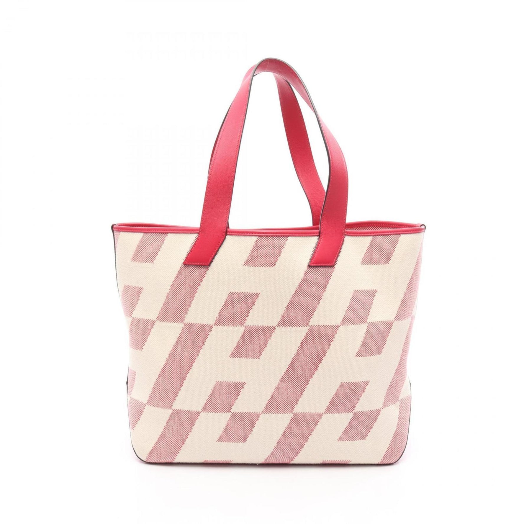 Hermes Hermès H Ambié GM Tote Bag, Canvas Toile H, Swift Leather, Ivory and Pink