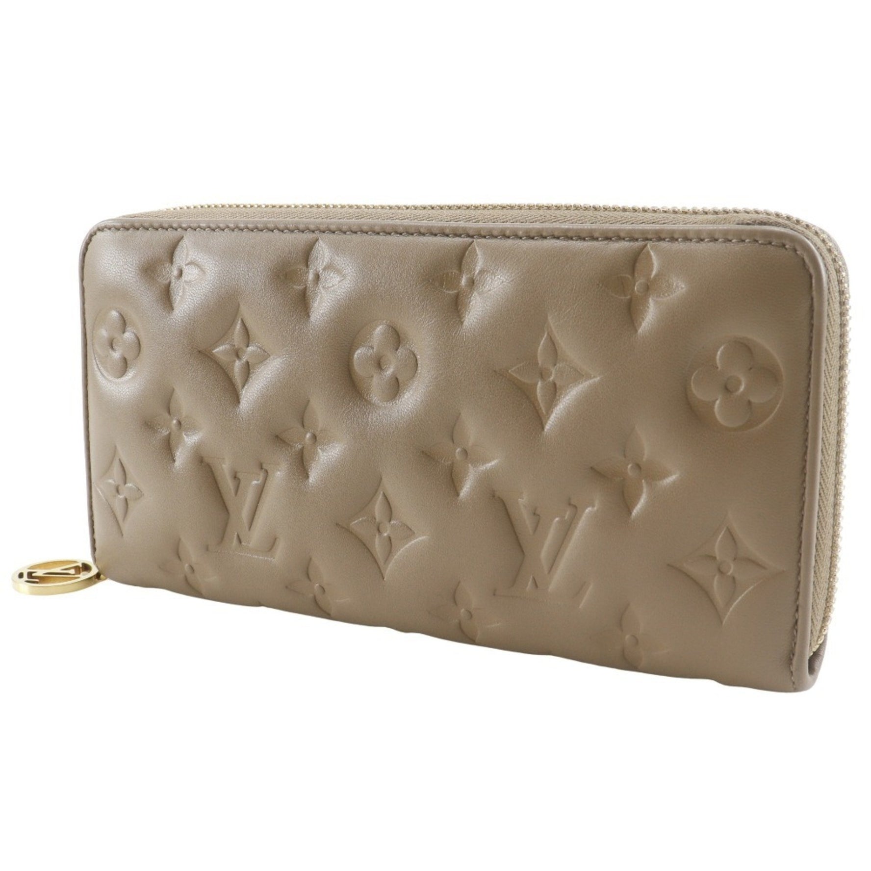 Louis Vuitton Zippy Wallet, Monogram Coussin Lambskin, Taupe/Beige