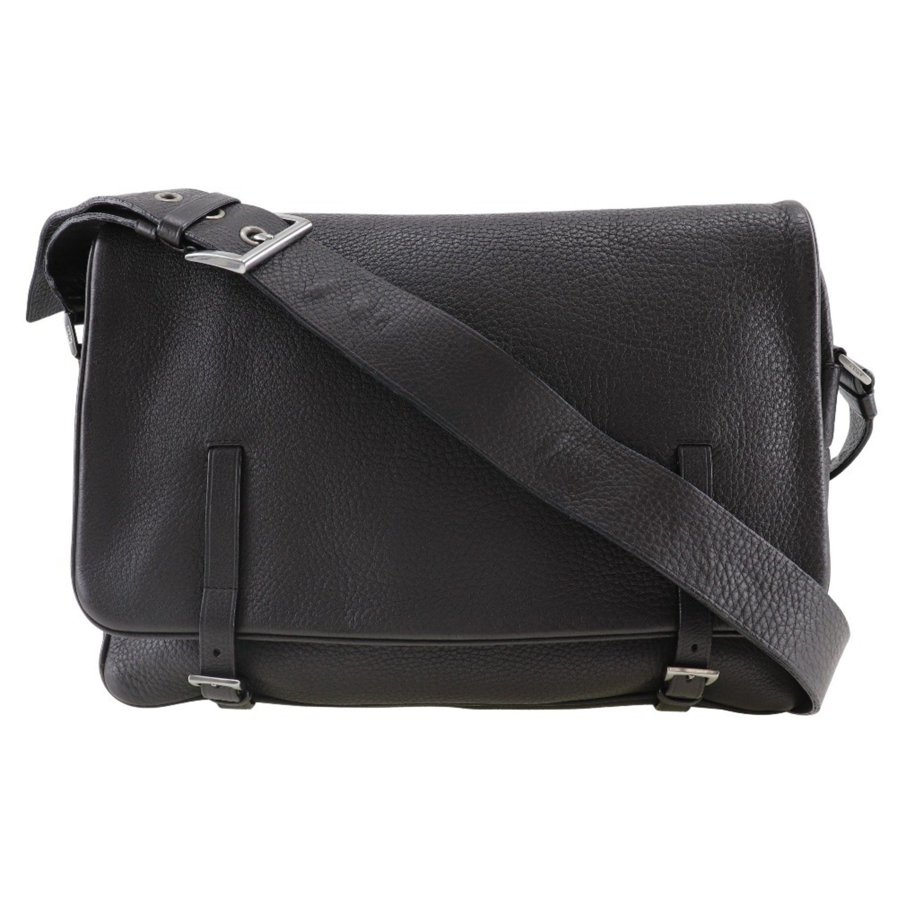 PRADA bag shoulder calf brown belt clasp Messenger men's