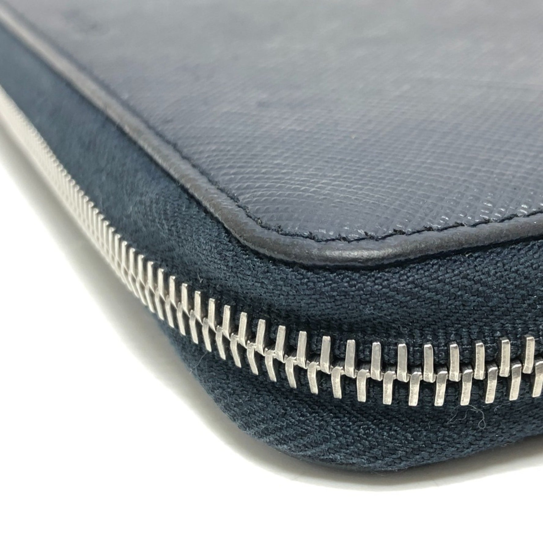 PRADA Logo Round Zip Wallet Long Saffiano Leather Men's