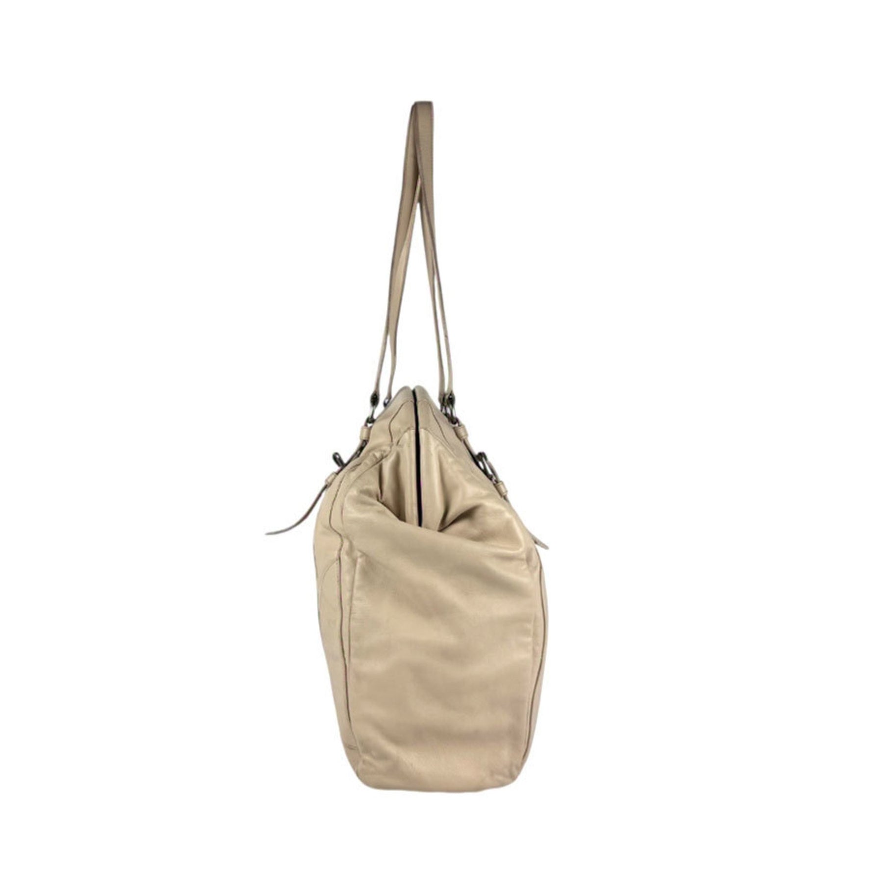 PRADA Shoulder Bag Leather Pink Beige