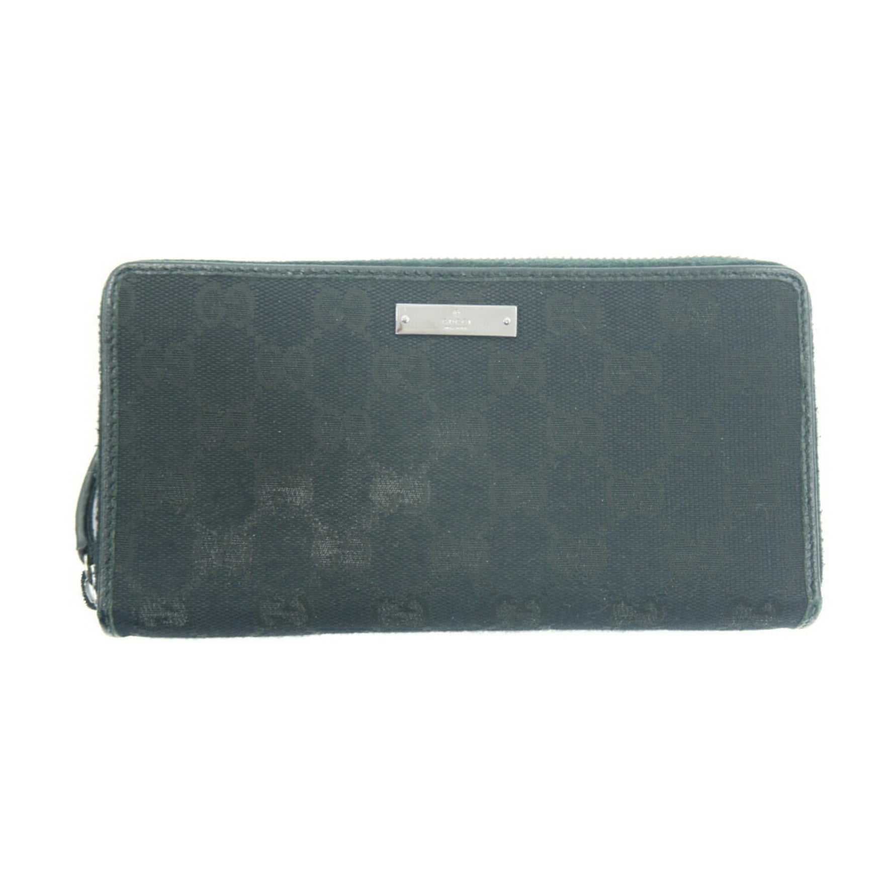GUCCI Metal Bar Round Long Wallet GG Canvas