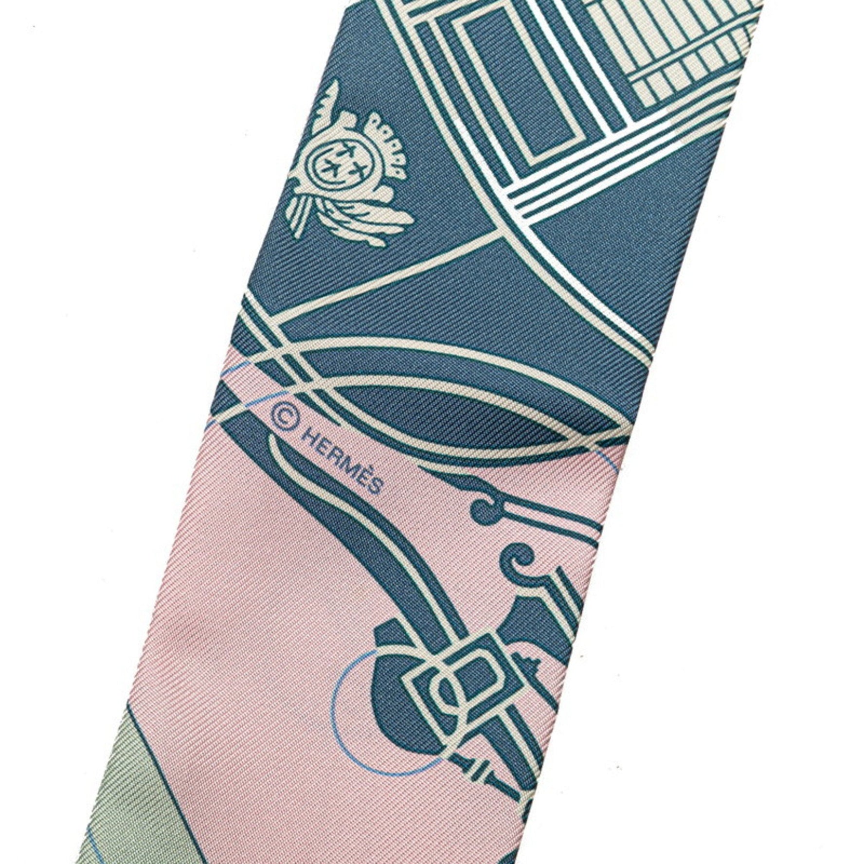 Hermès Twilly EX-LIBRIS Scarf, Pink Multicolor Silk, HERMES