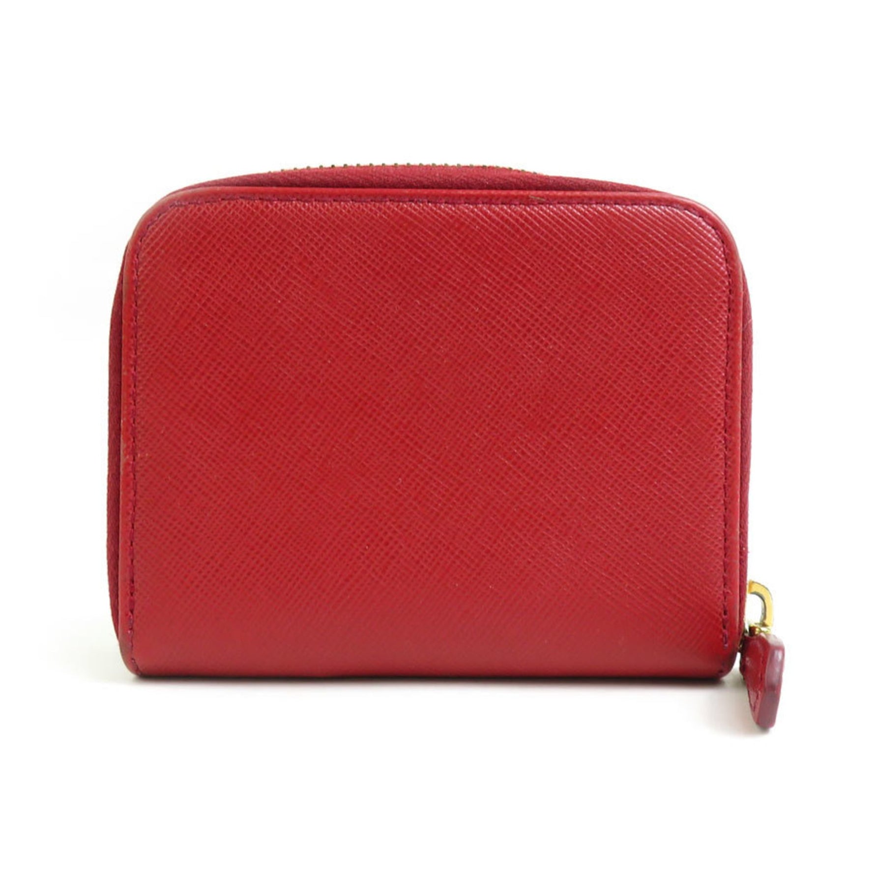 PRADA Wallet/Coin Case Leather Dark Red Gold Women's e59902a