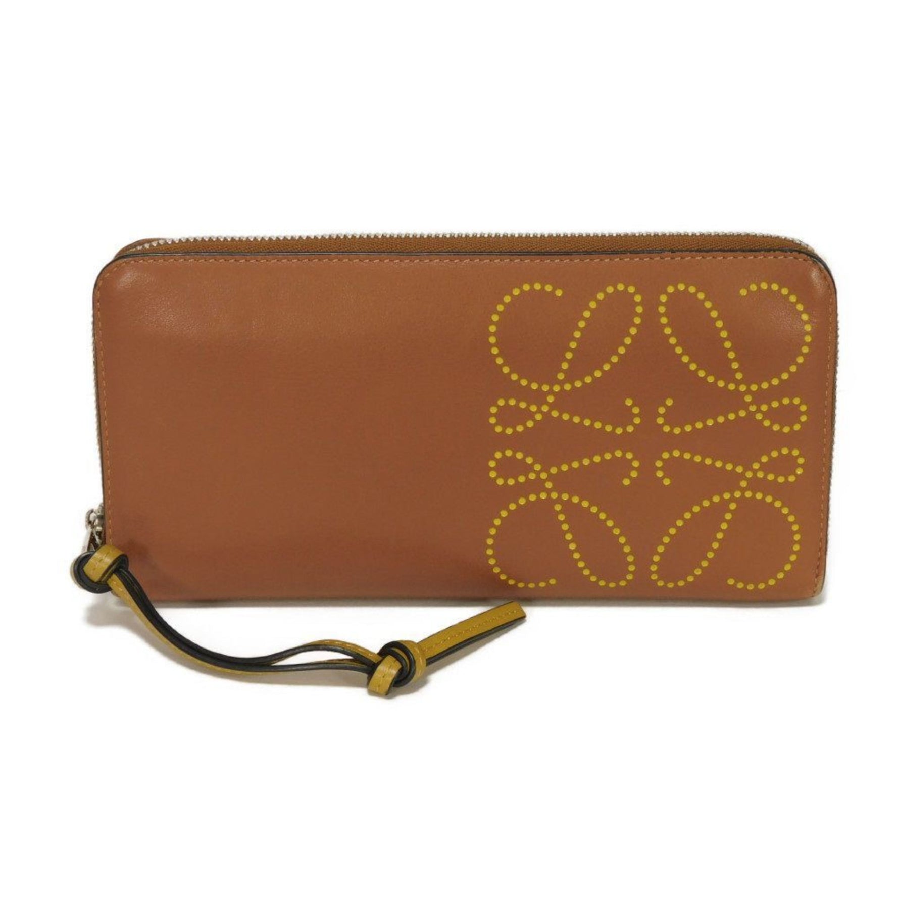 LOEWE Zip Around Long Wallet, Classic Calfskin, Ocher, Two-Tone, Round Anagram, Tan, Men's/Women's