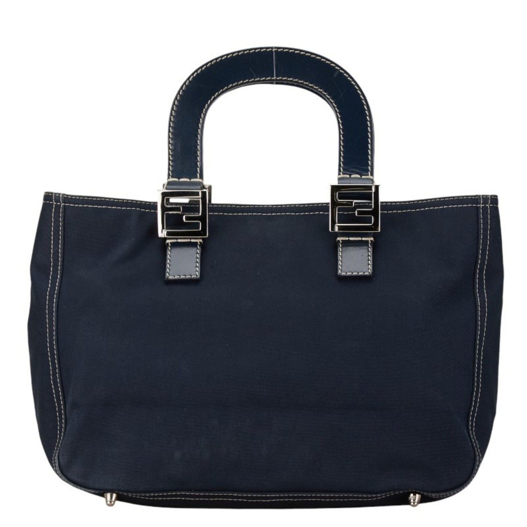 FENDI metal fittings handbag canvas leather