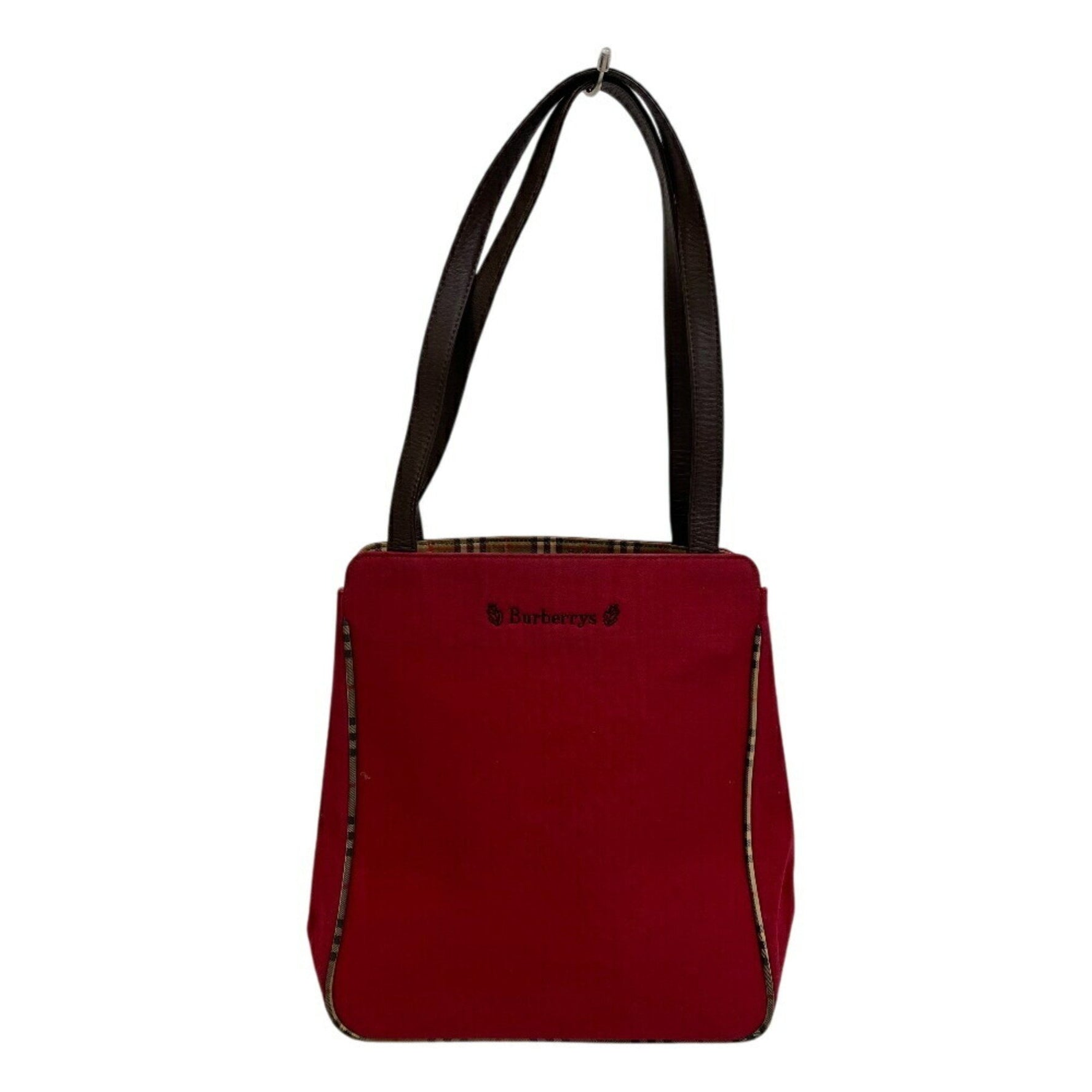 BURBERRY Shoulder Tote Bag Check Red