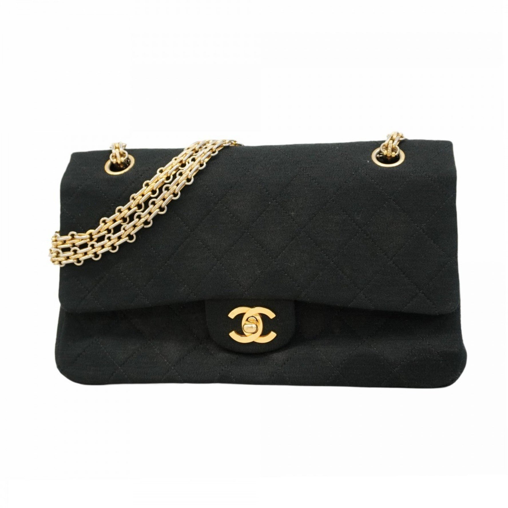 Chanel Matelasse Shoulder Bag with Double Flap and Chain, Cotton