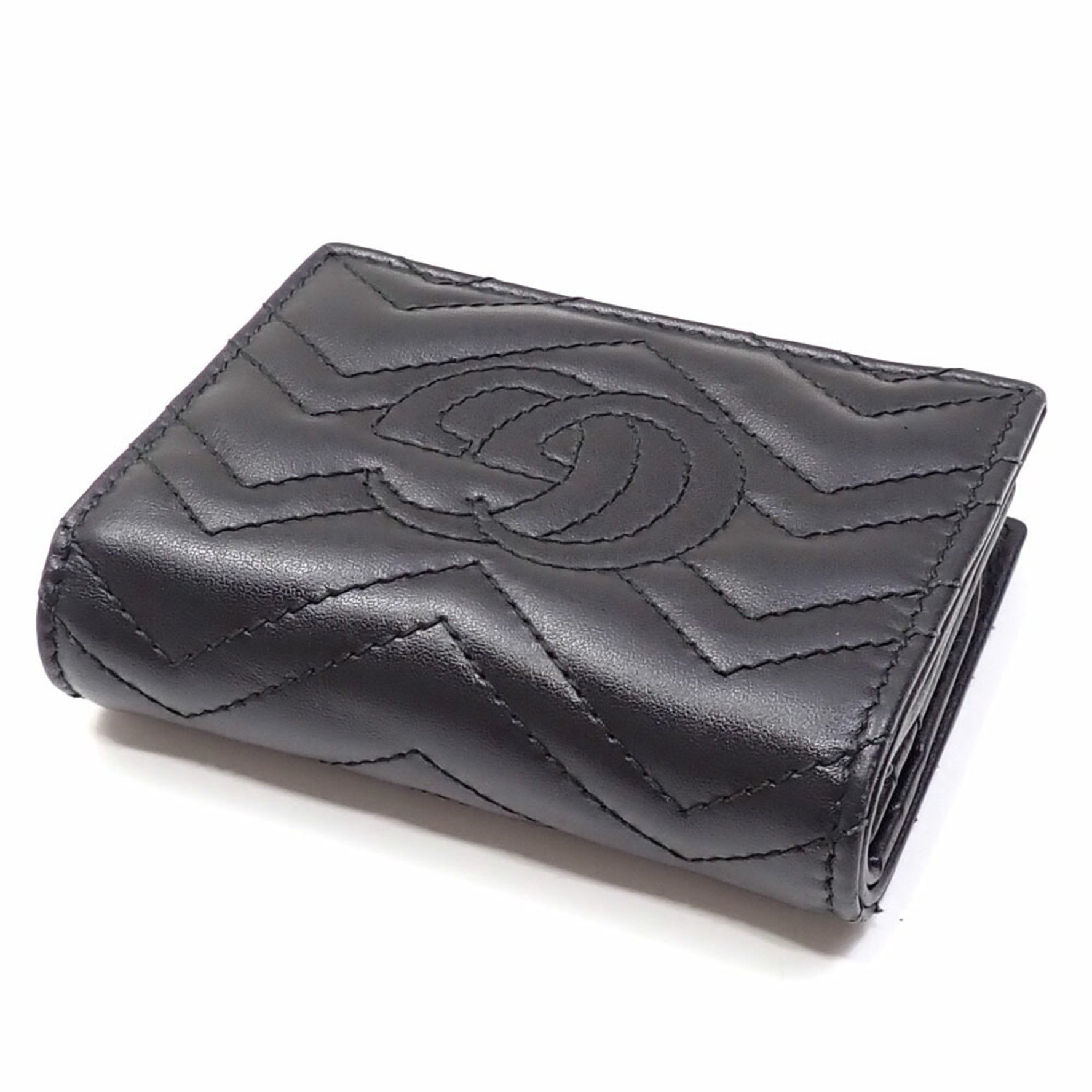 Gucci GG Marmont Double G Small Wallet, Chevron Quilted Leather