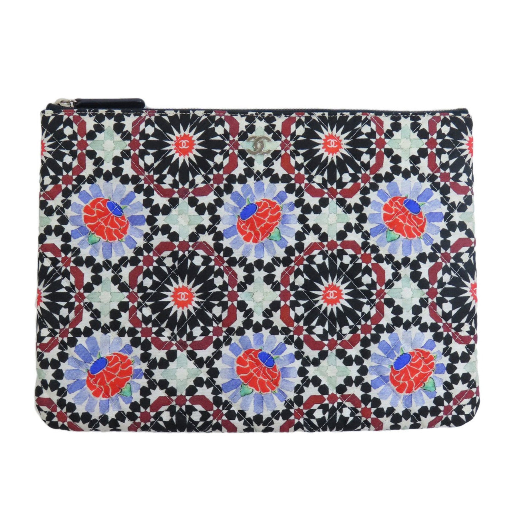 Chanel Coco Mark Flower Motif Pouch Canvas