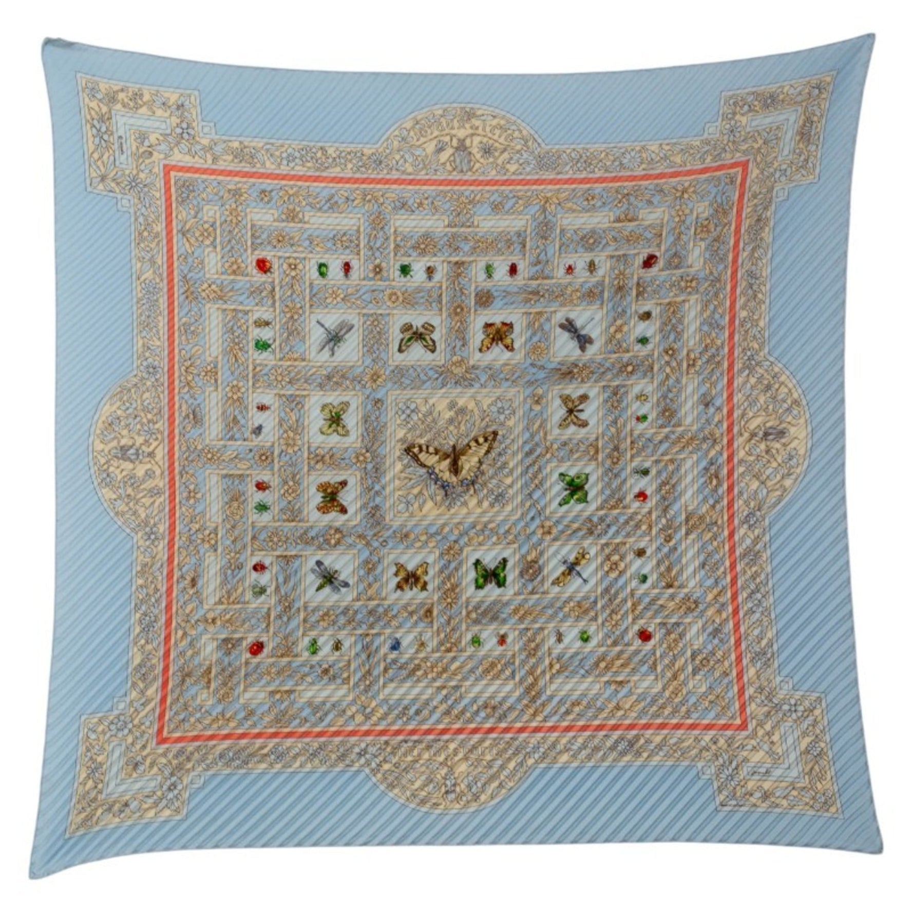 Hermes Hermès Carré 90 Joyaux de l'ete Summer Jewel Pleated Scarf in Blue and Multicolor Silk