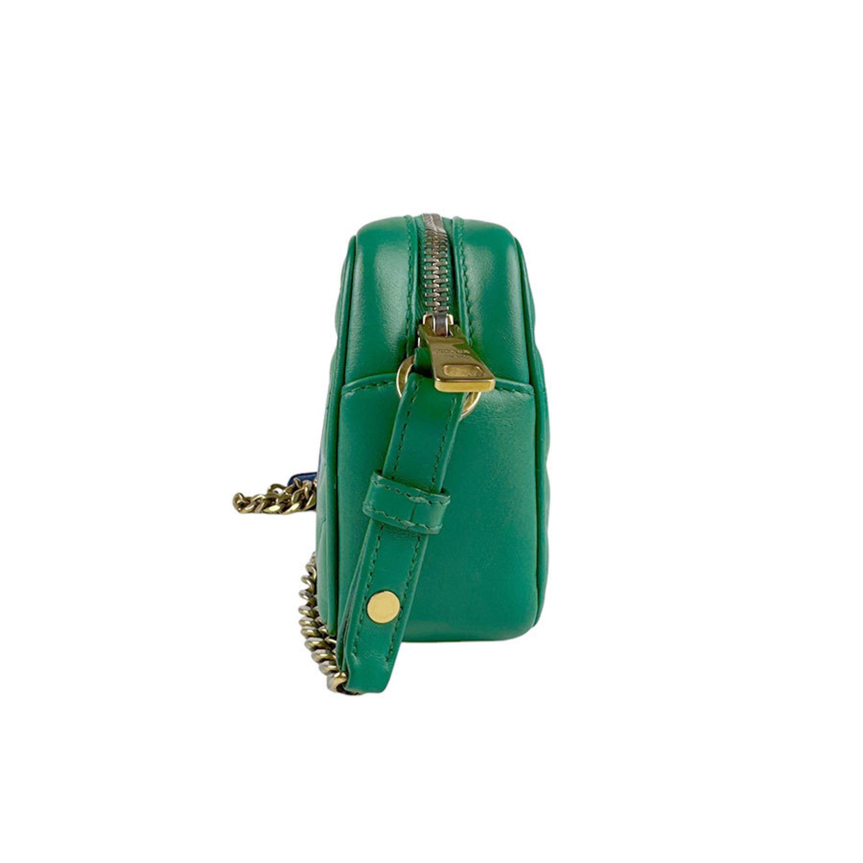 PRADA Shoulder Bag Leather Green x Blue