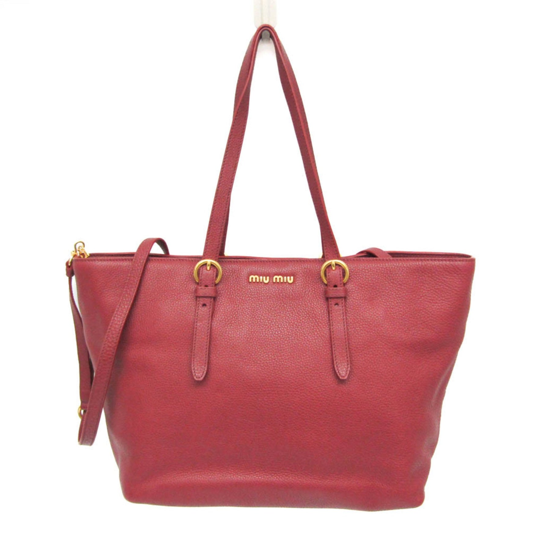 Miu Miu Leather Shoulder Bag,Tote Bag Dark Red