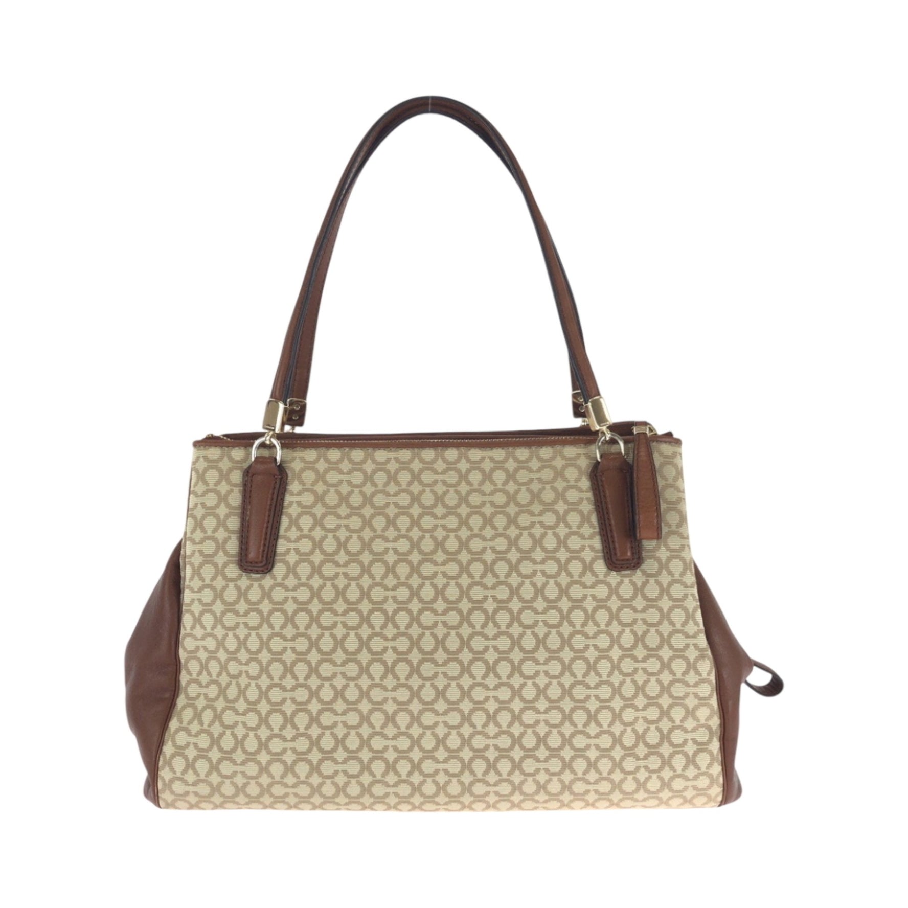 COACH Madison Op Art Brown Beige Gold Hardware Canvas Handbag Shoulder Bag