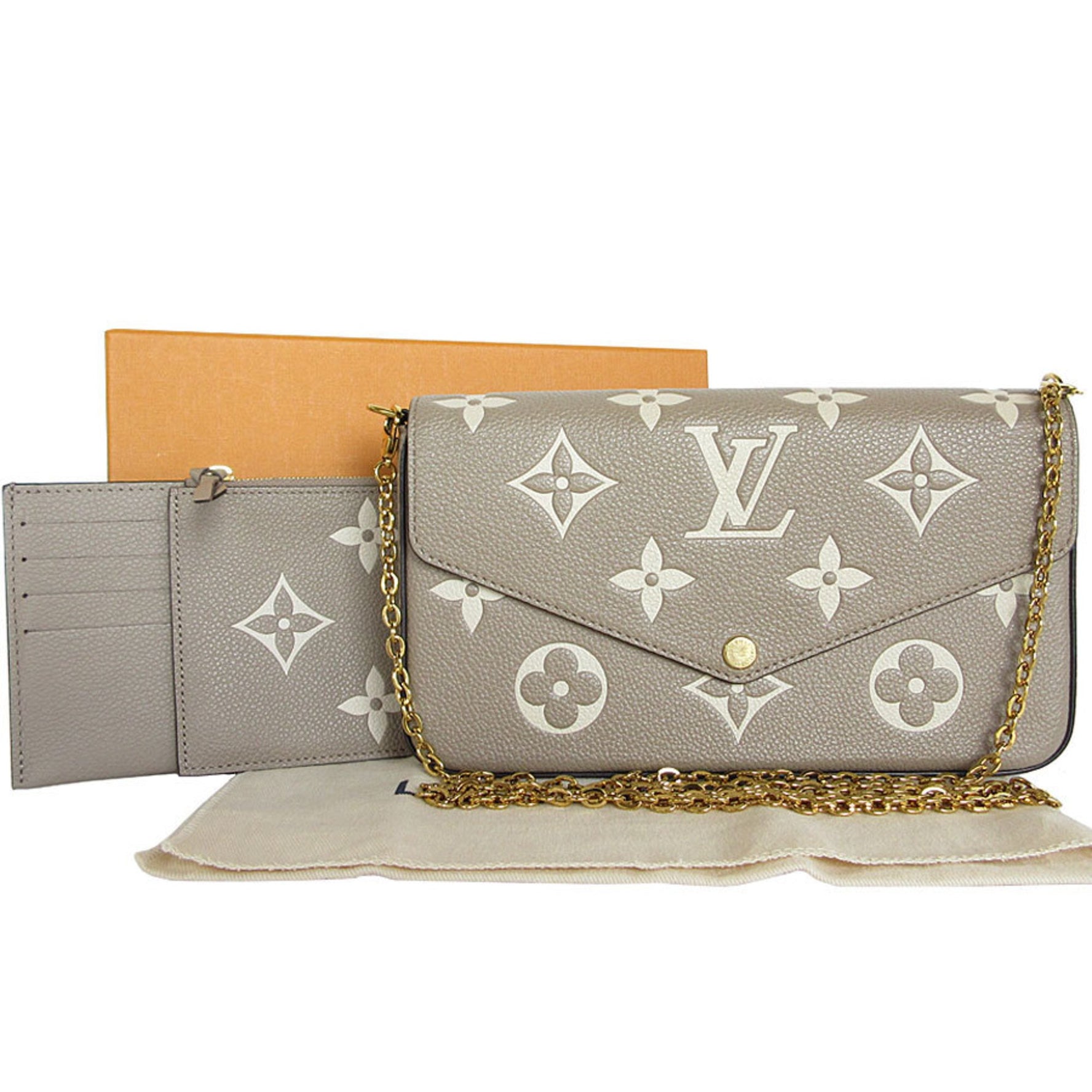 Louis Vuitton Shoulder Bag Monogram Empreinte Pochette Felicie Greige Gold