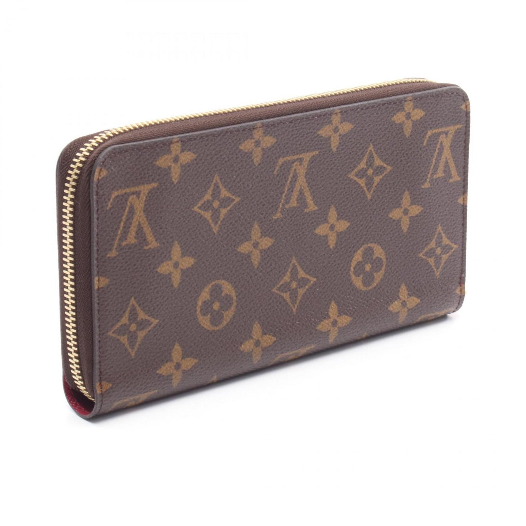 Louis Vuitton Zippy Wallet, Round Long Coated Canvas and Leather, Monogram, Brown Pink