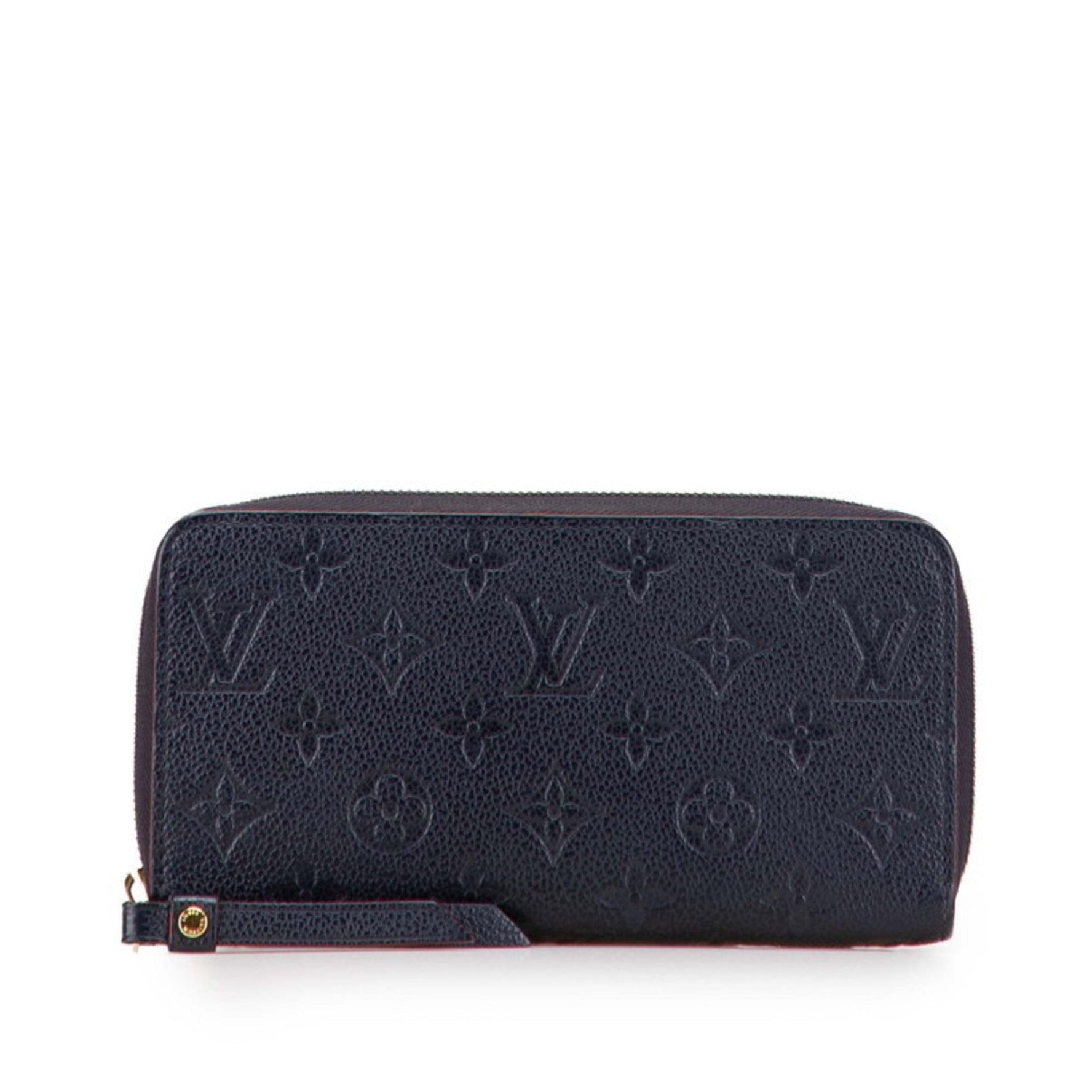 Louis Vuitton Monogram Empreinte Zippy Wallet, Round Zipper Long Wallet Marine Rouge Navy Red Leather, LOUIS VUITTON