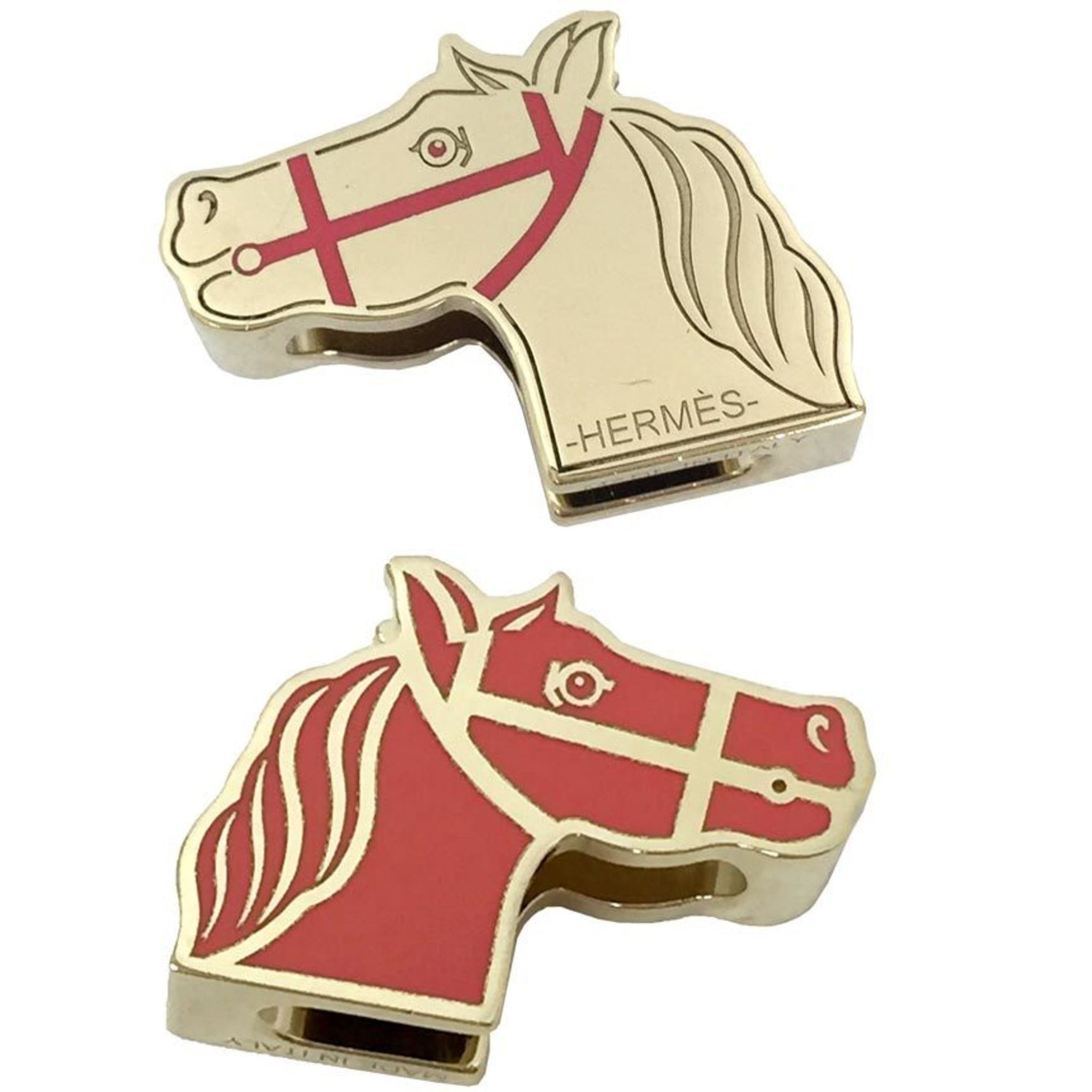 Hermes Hermès Twilly Ring Cadrege Scarf Anneau Charms Clef Laque Laiton Sans Plomb Finish Palladie Horse Pink and Gold 2022 Collection