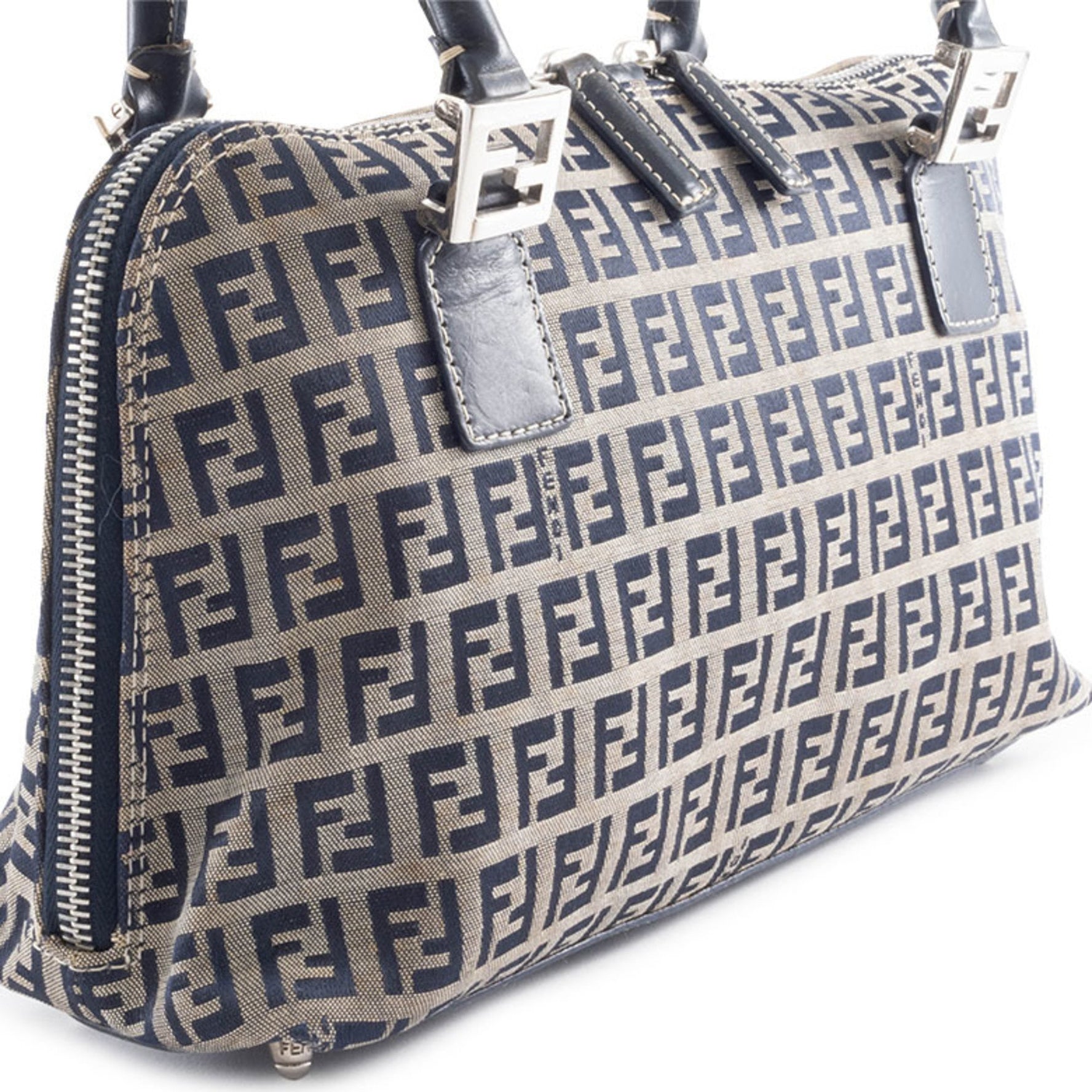 Fendi Zucca Bag, Zucchino Canvas, Navy/Beige