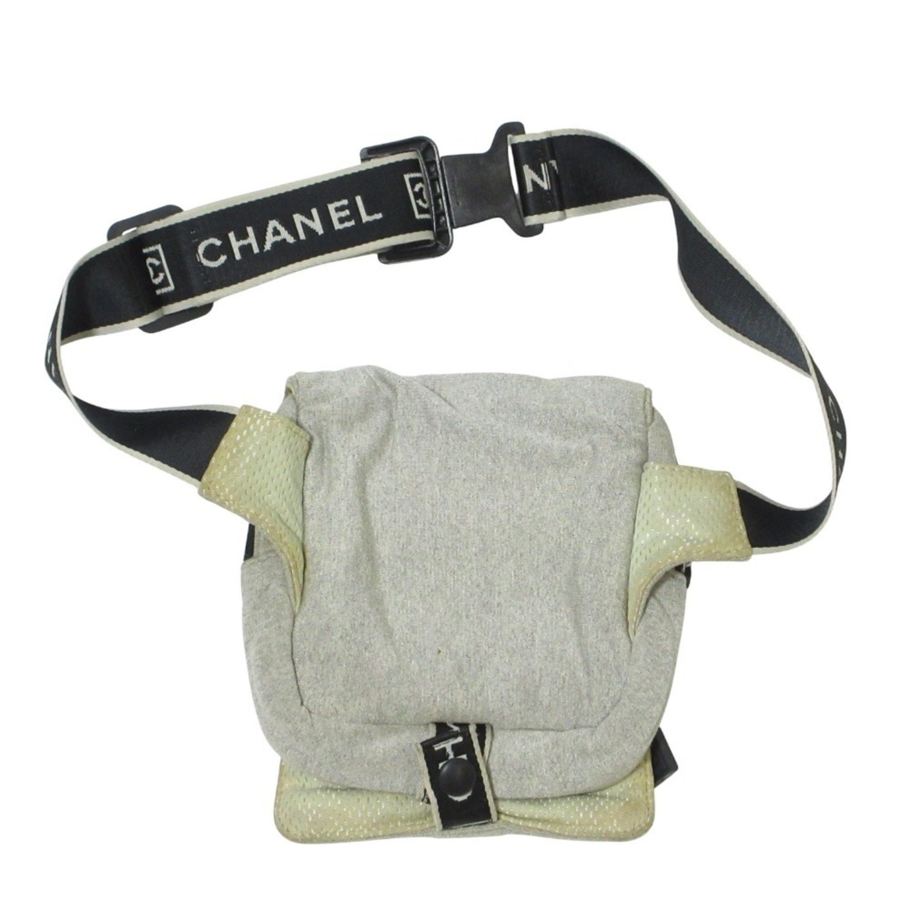 CHANEL Sport Coco Mark Sweat Waist Pouch Body Bag Grey