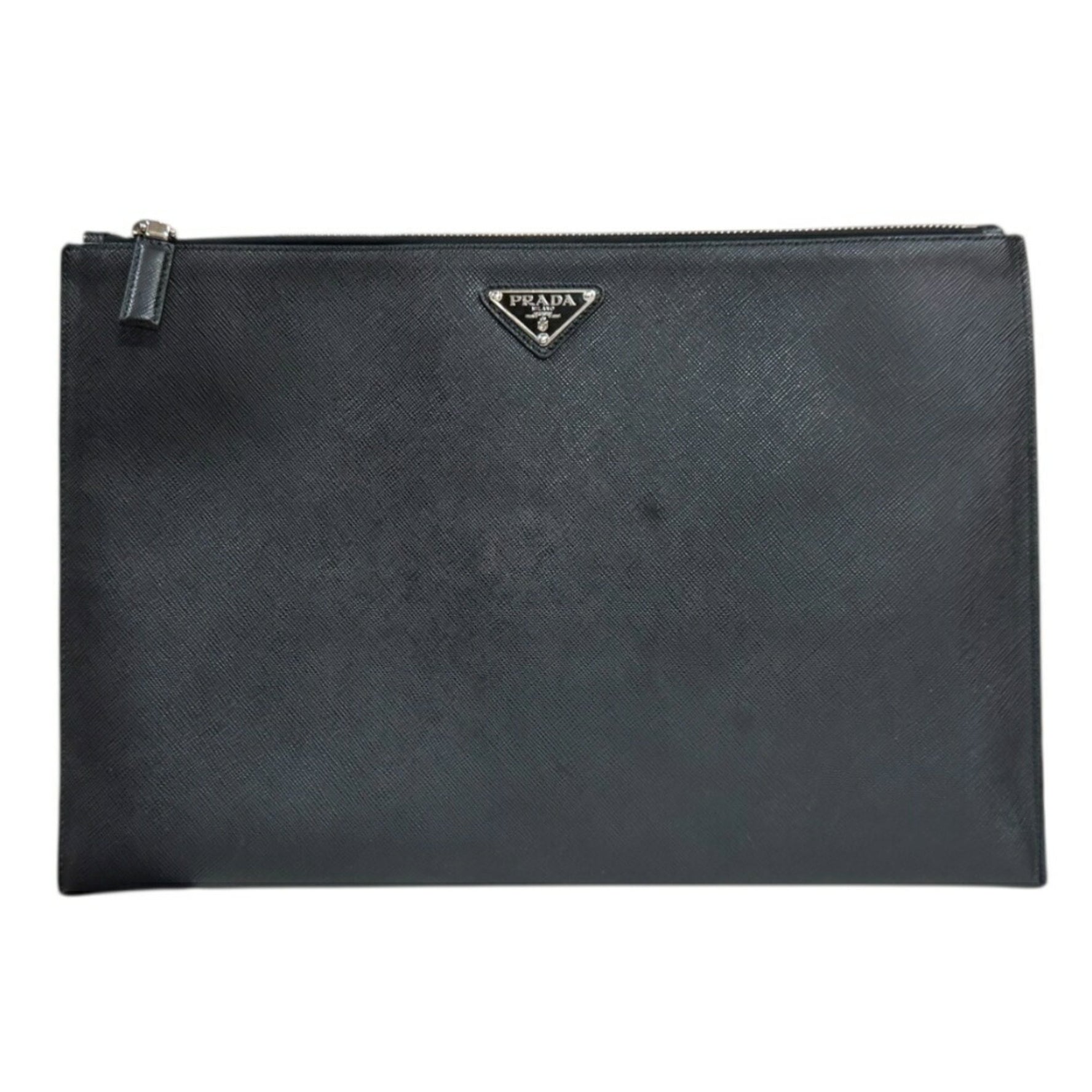 Prada Saffiano Clutch Bag, Leather, 2NG001, Black, Men's, PRADA