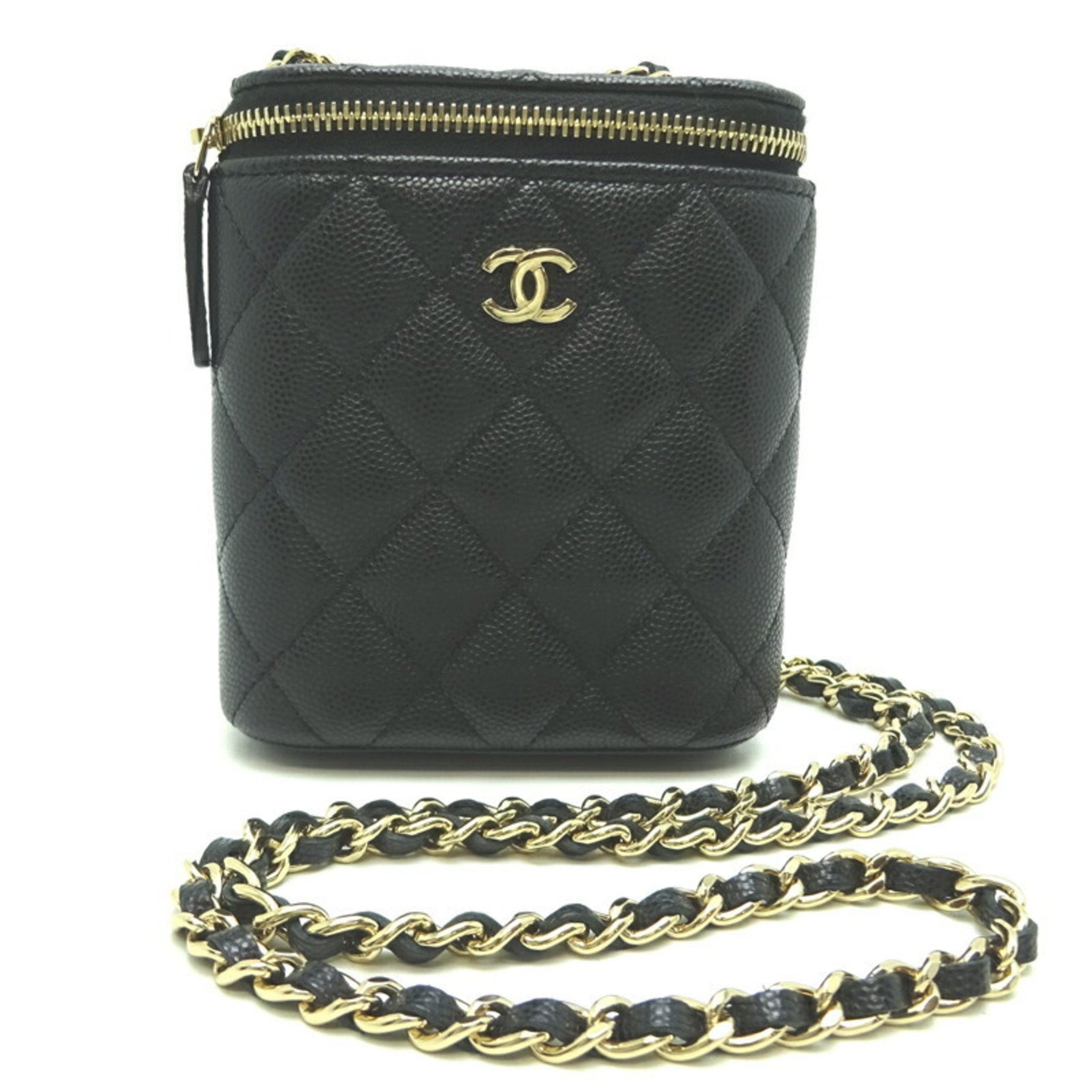Chanel Matelasse Vanity Chain Shoulder Bag Caviar Skin Noir (Black)